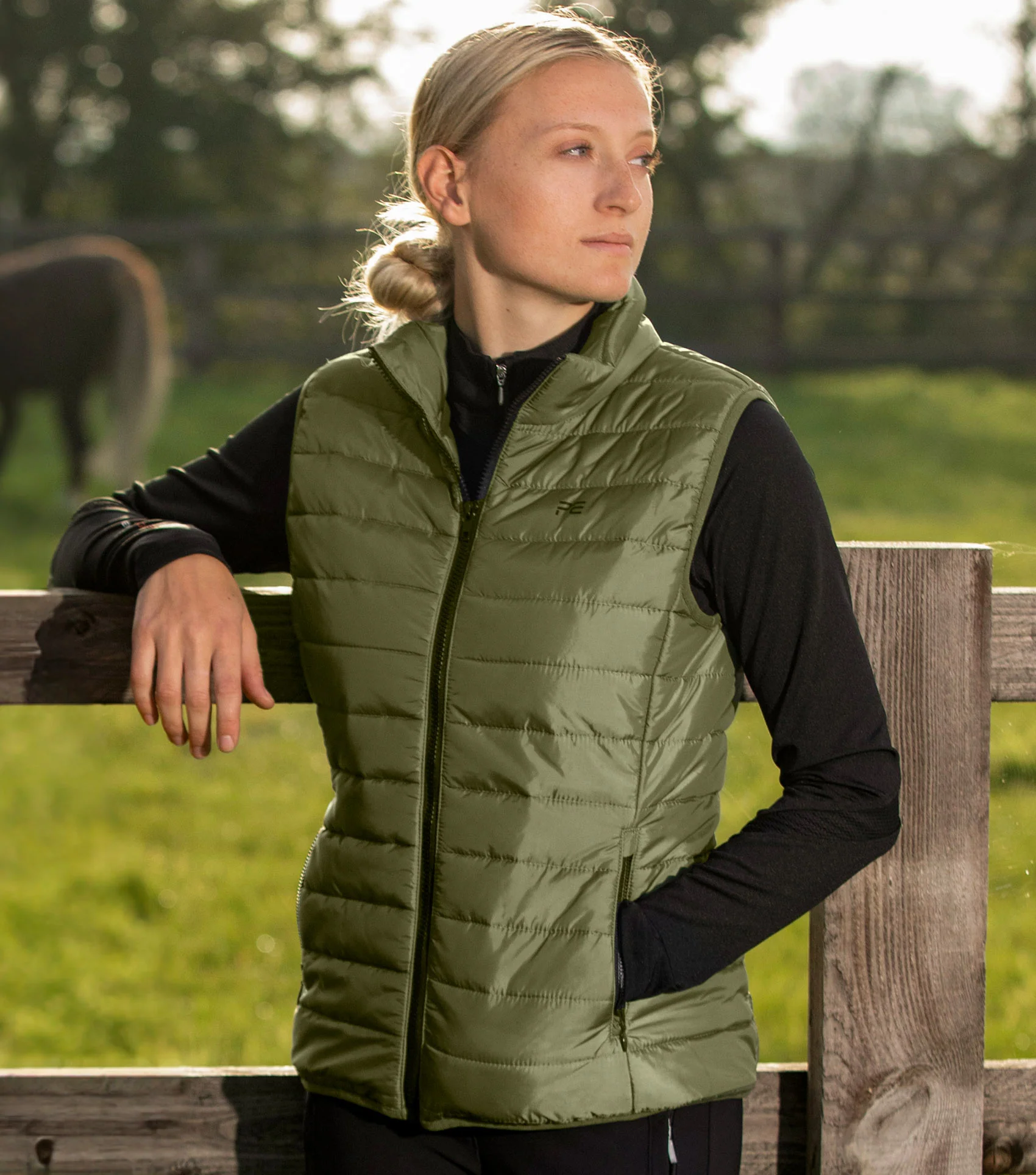 Dante Ladies Riding Gilet Olive - Image 2
