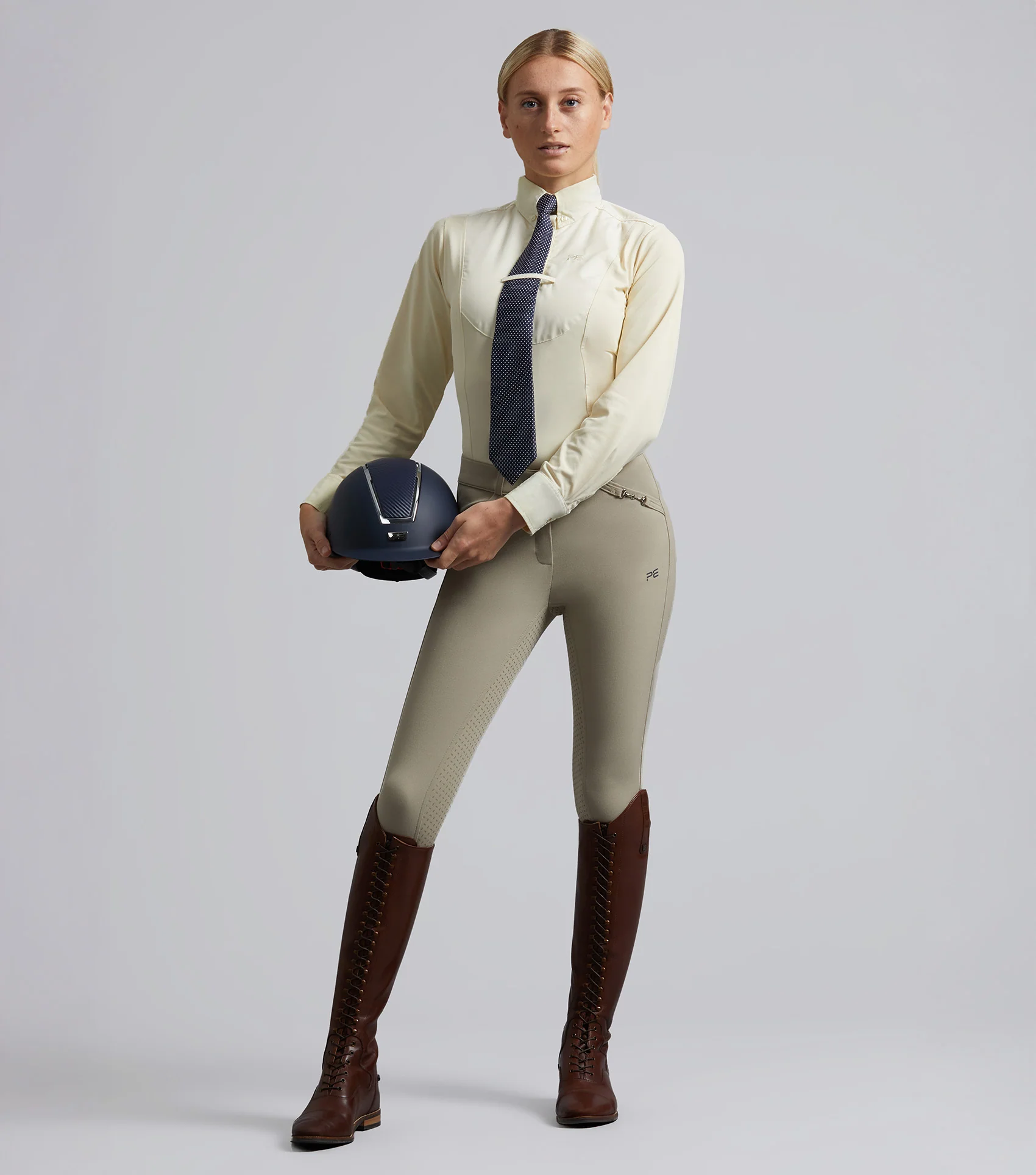 Delta Ladies Full Seat Gel Competition Riding Breeches Beige - Image 6
