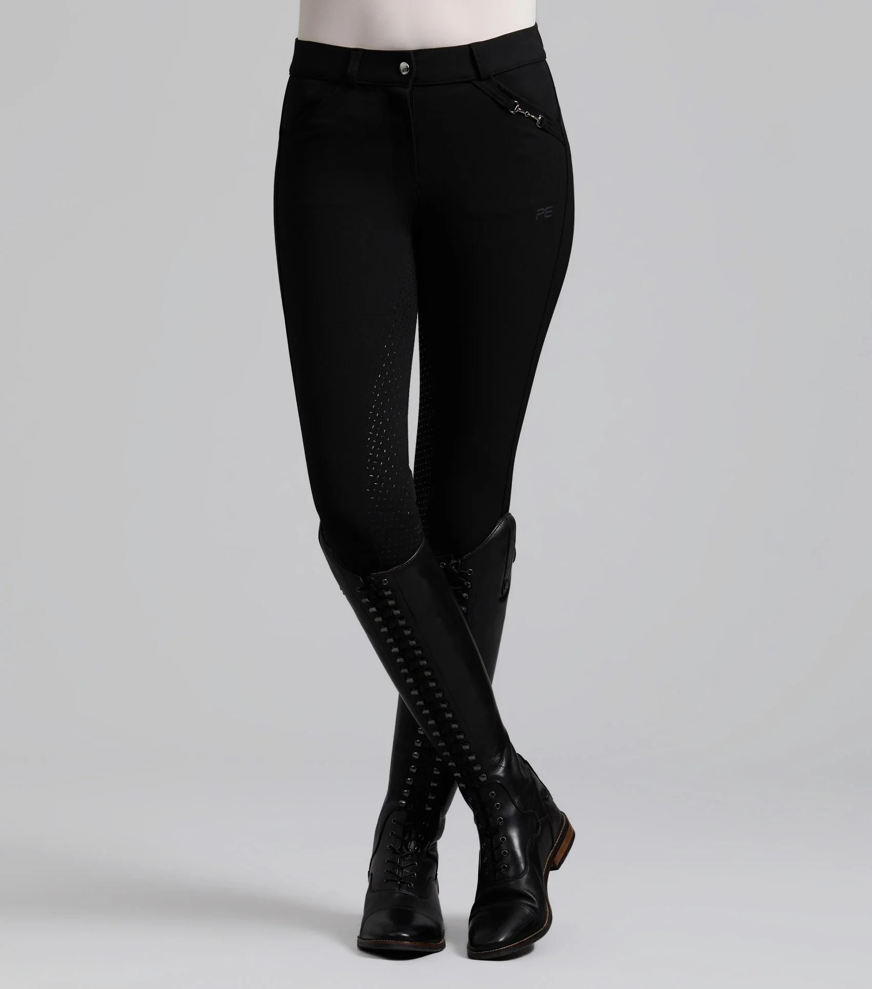 Delta Ladies Full Seat Gel Riding Breeches Black - Image 4