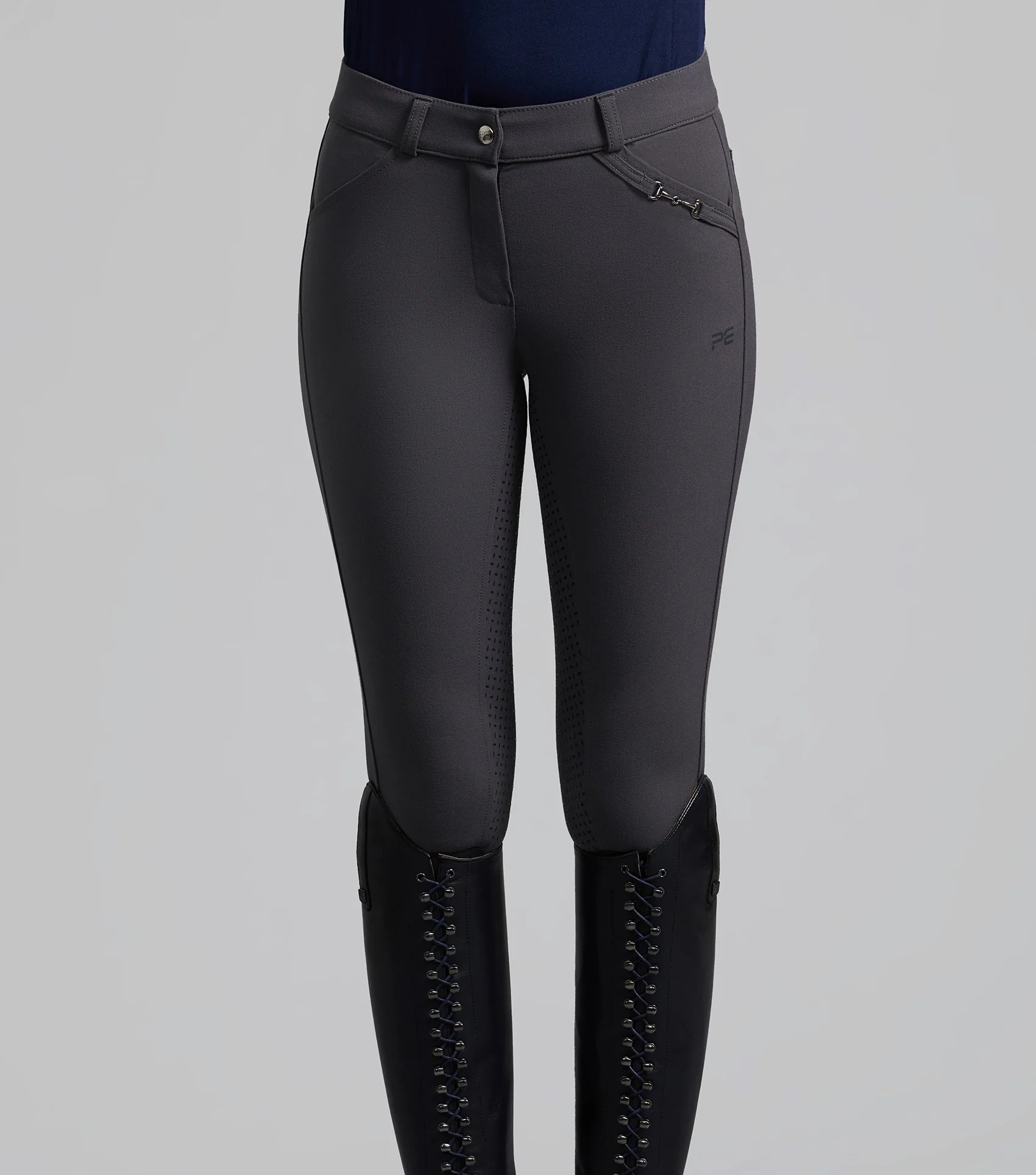 Delta Ladies Full Seat Gel Riding Breeches Anthracite - Image 4