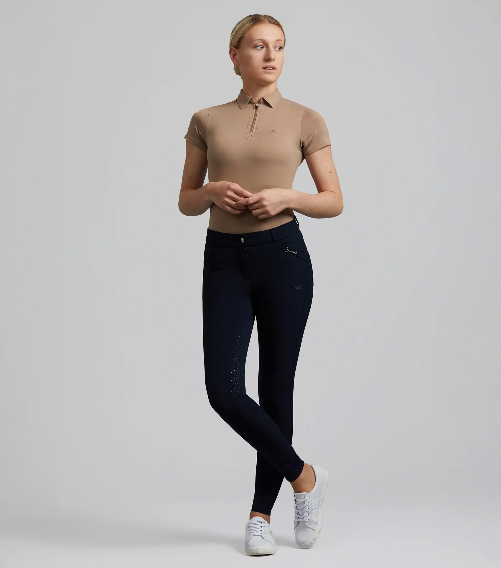 Delta Ladies Full Seat Gel Riding Breeches Navy - Image 6