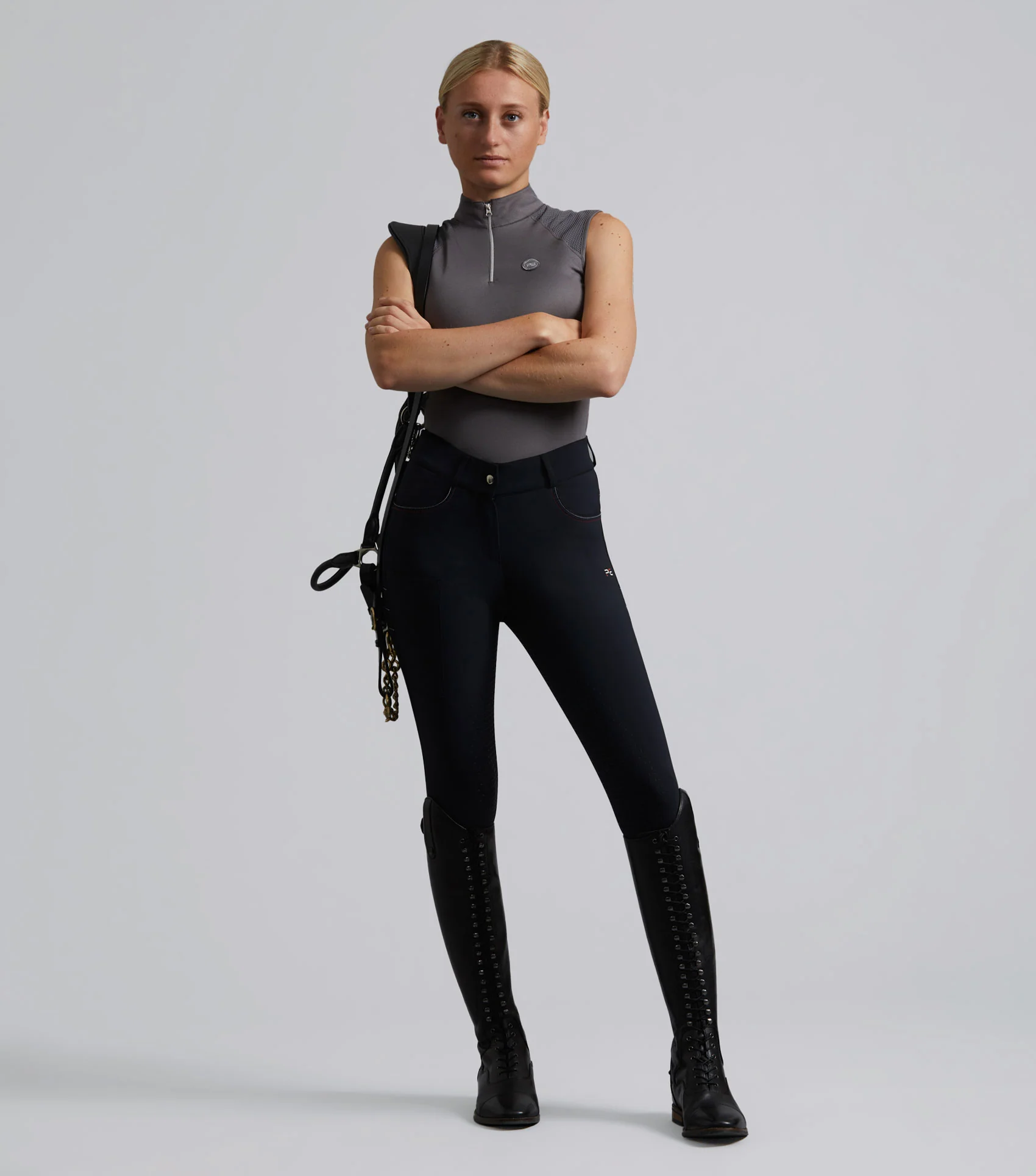 Derina Ladies Technical Sleeveless Riding Top Anthracite Grey - Image 2