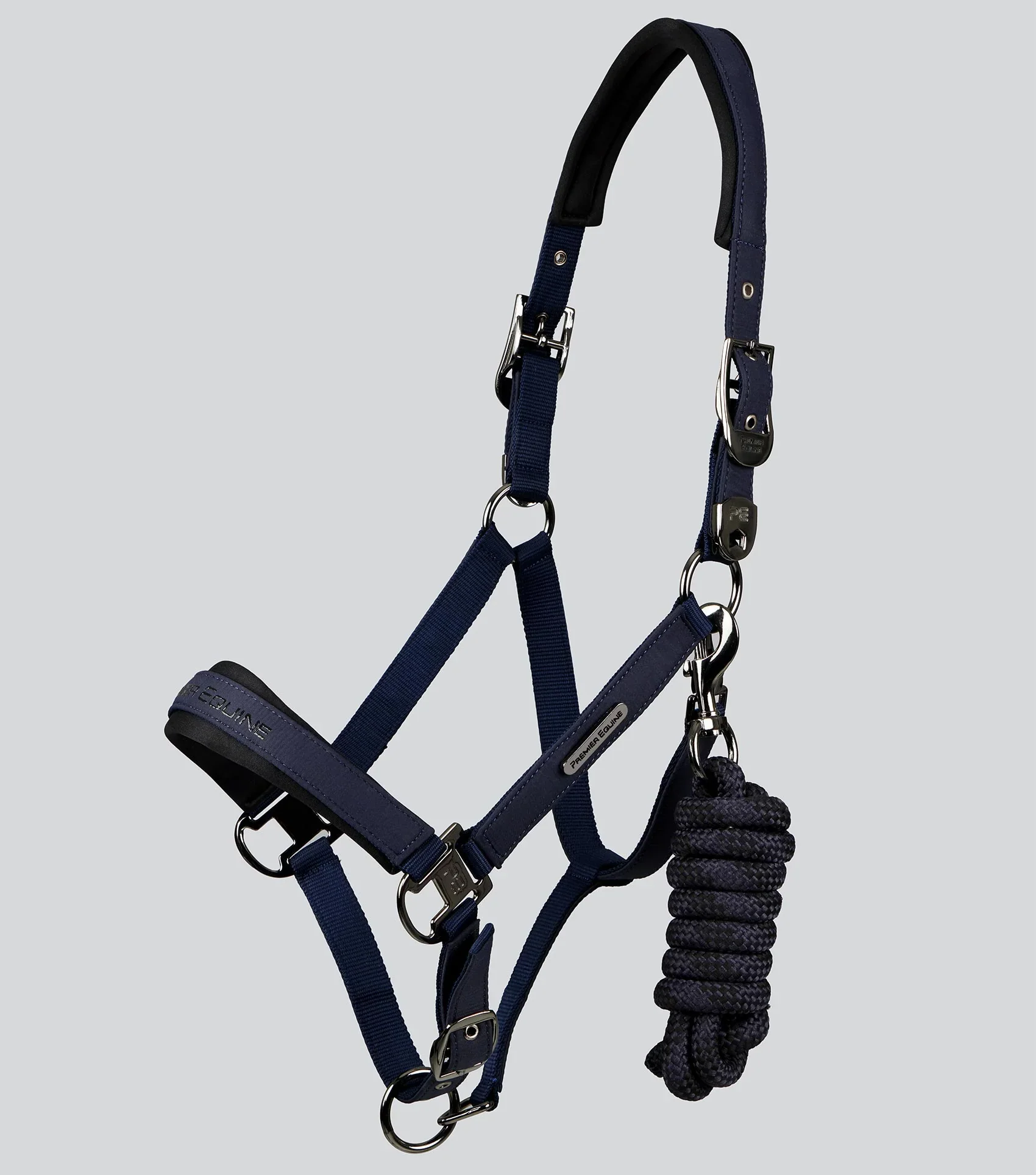Duco Padded Head Collar with Lead Rope Navy - Image 2