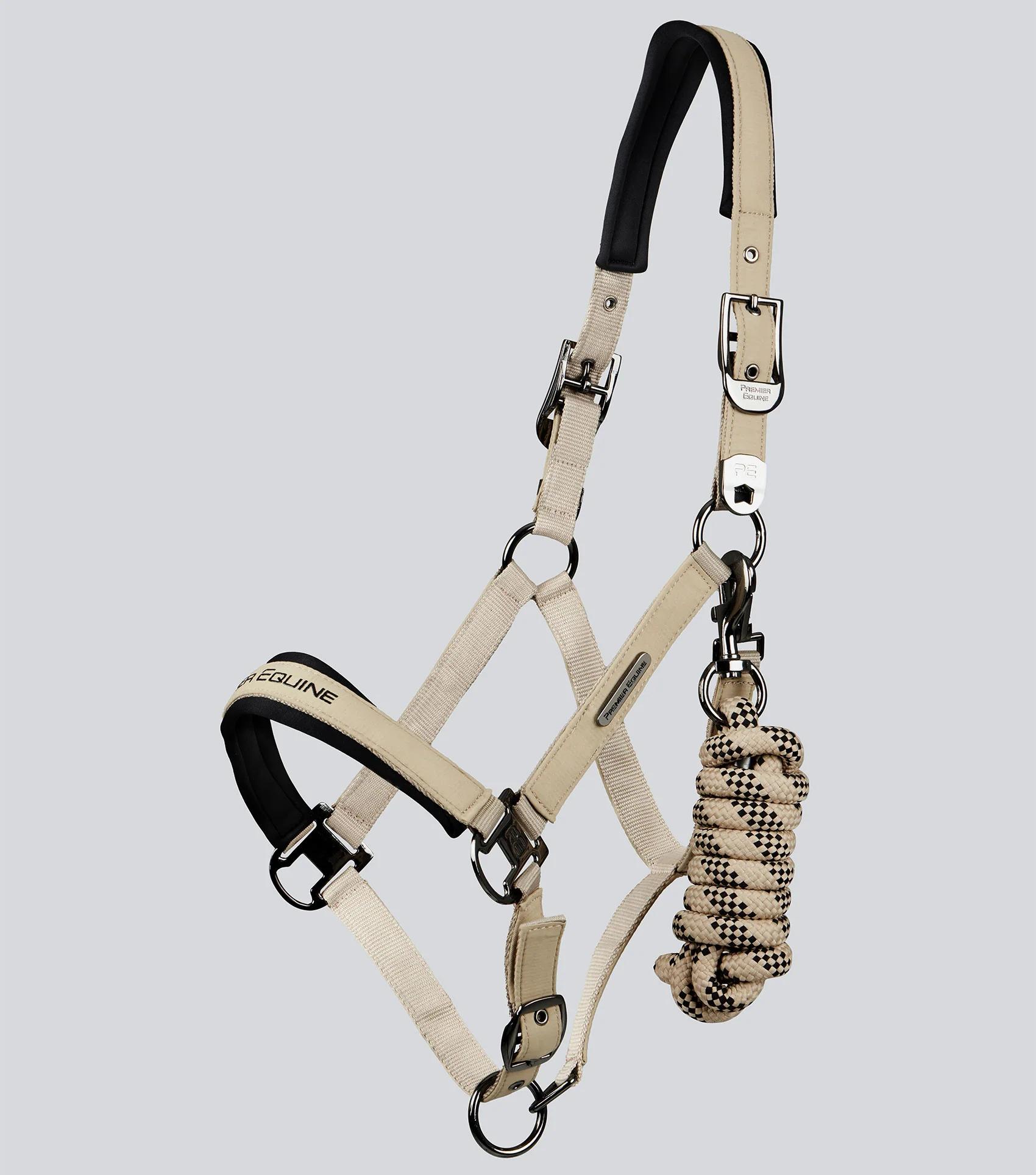 Duco Padded Head Collar with Lead Rope Taupe - Image 2
