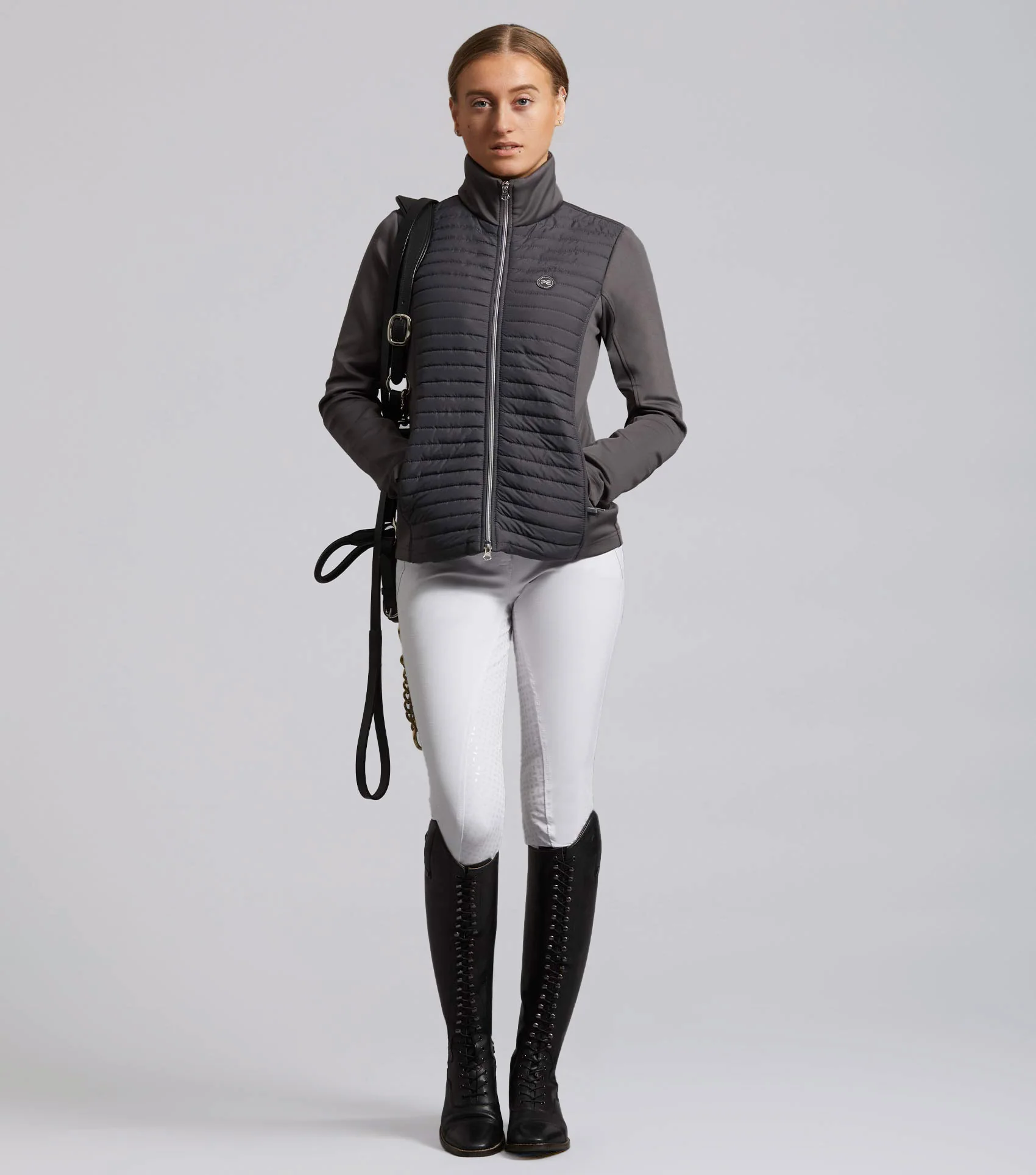 Elena Ladies Hybrid Technical Riding Jacket Anthracite Grey - Image 6