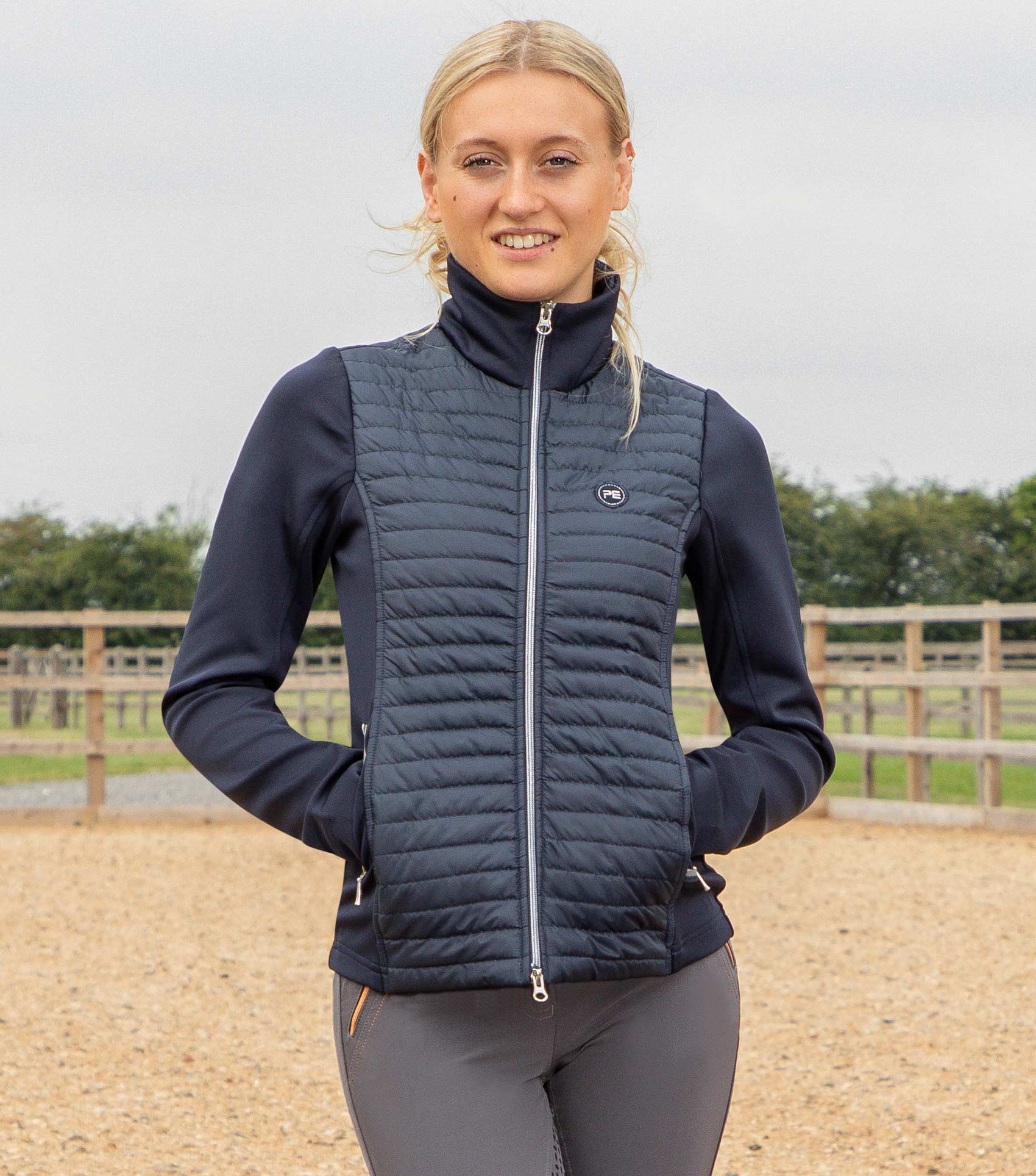 Elena Ladies Hybrid Technical Riding Jacket Navy - Image 2