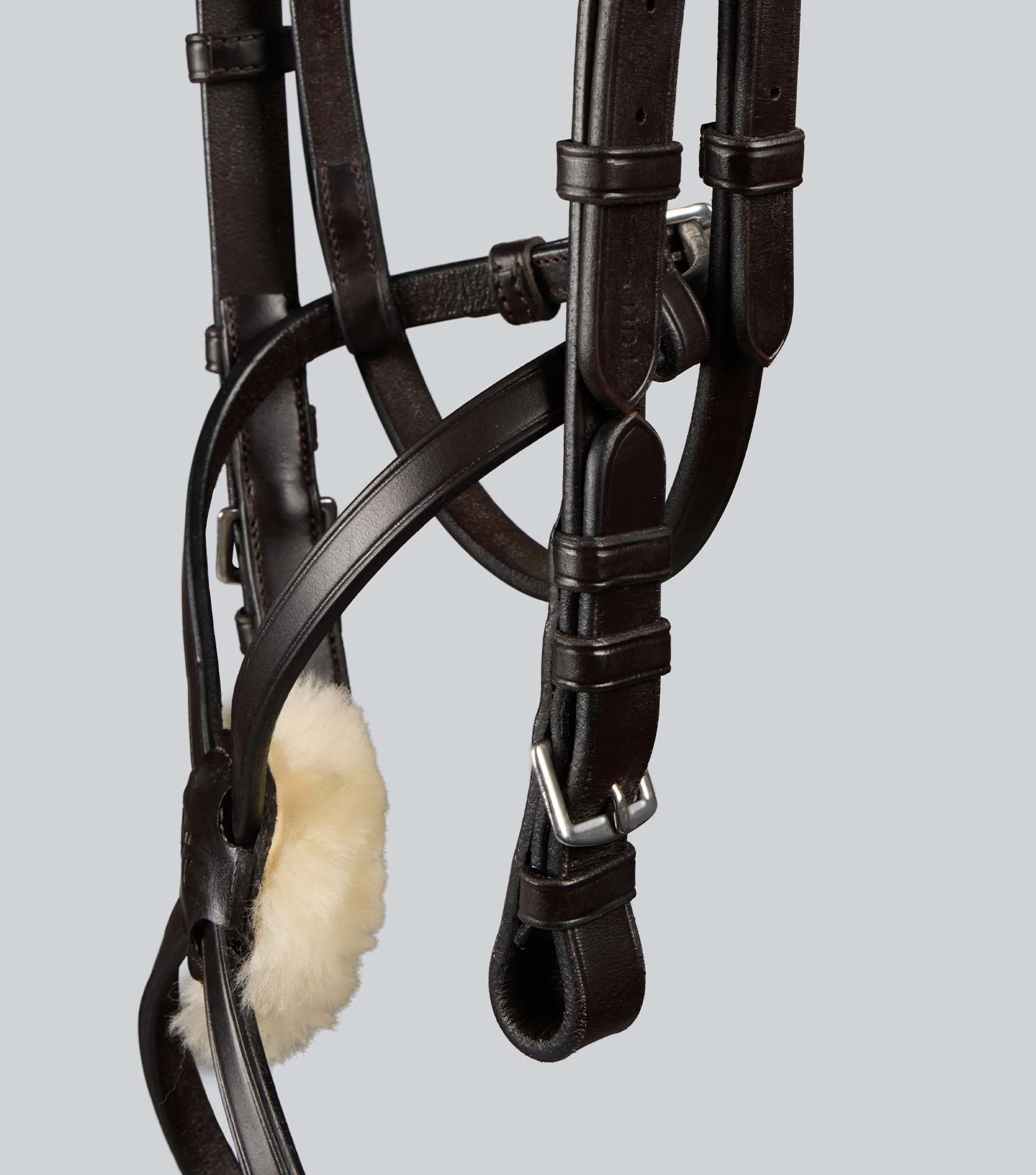 Exercise/Racing Bridle with Grackle Noseband Dark Havana - Image 6