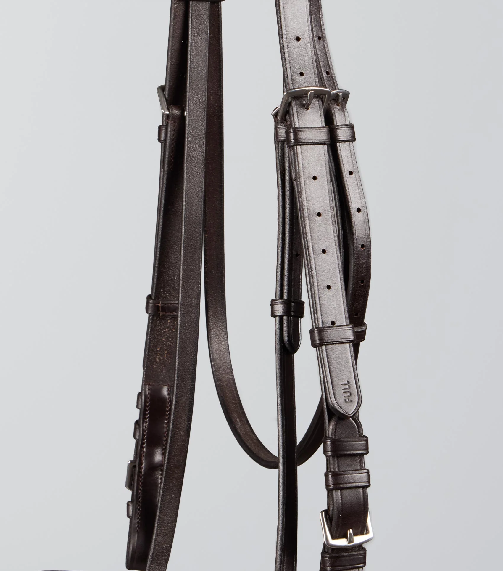 Exercise / Racing Bridle with Plain Caveson Noseband Dark Havana - Image 4
