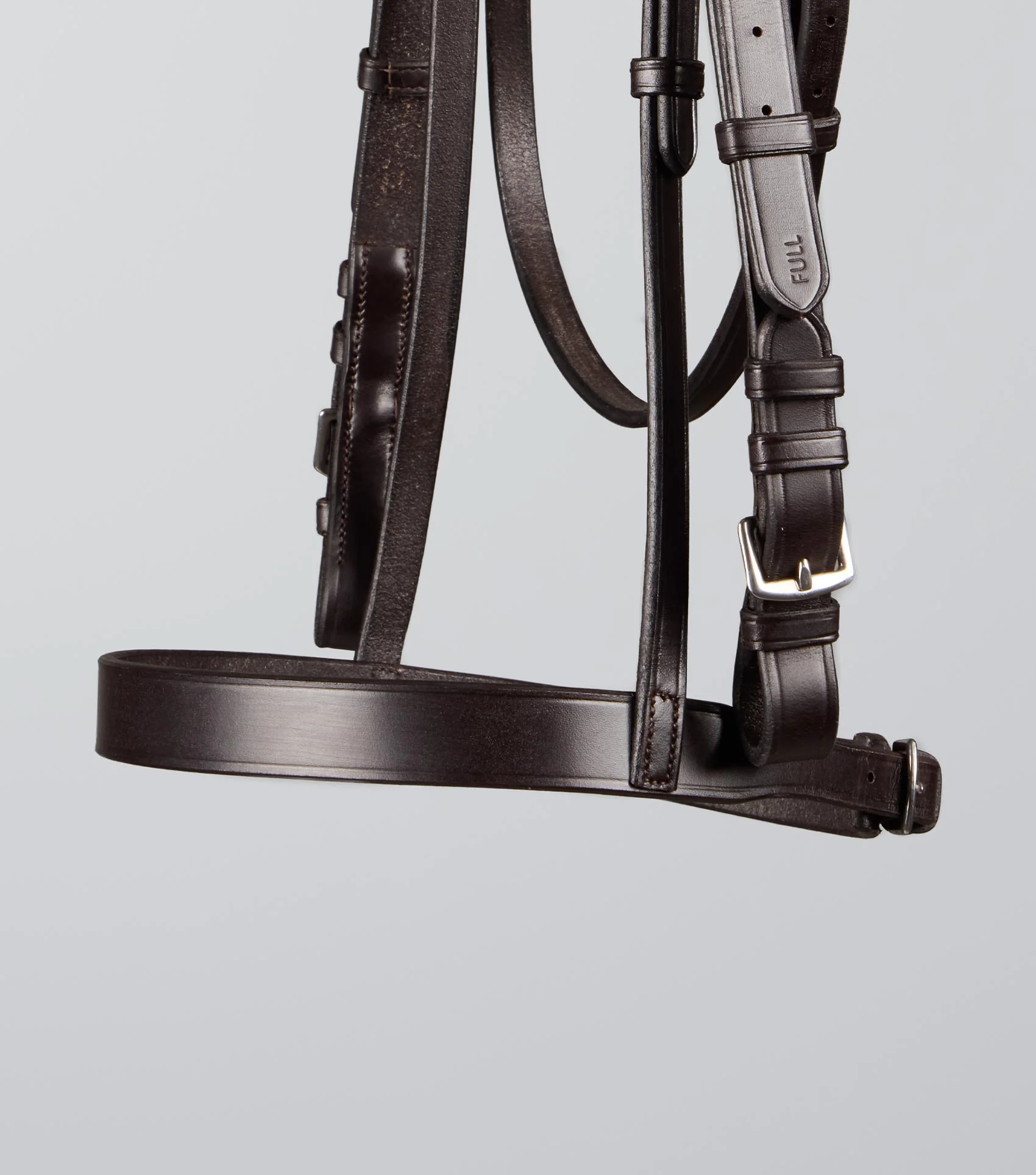 Exercise / Racing Bridle with Plain Caveson Noseband Dark Havana - Image 5