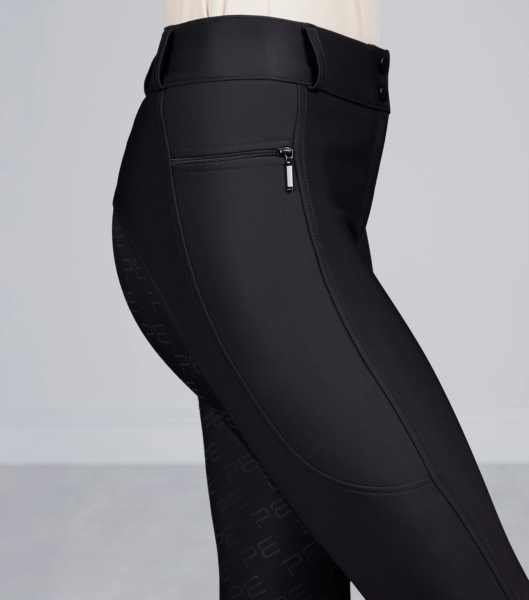Felicio Womens Gel Full Seat Riding Breeches Black - Image 2