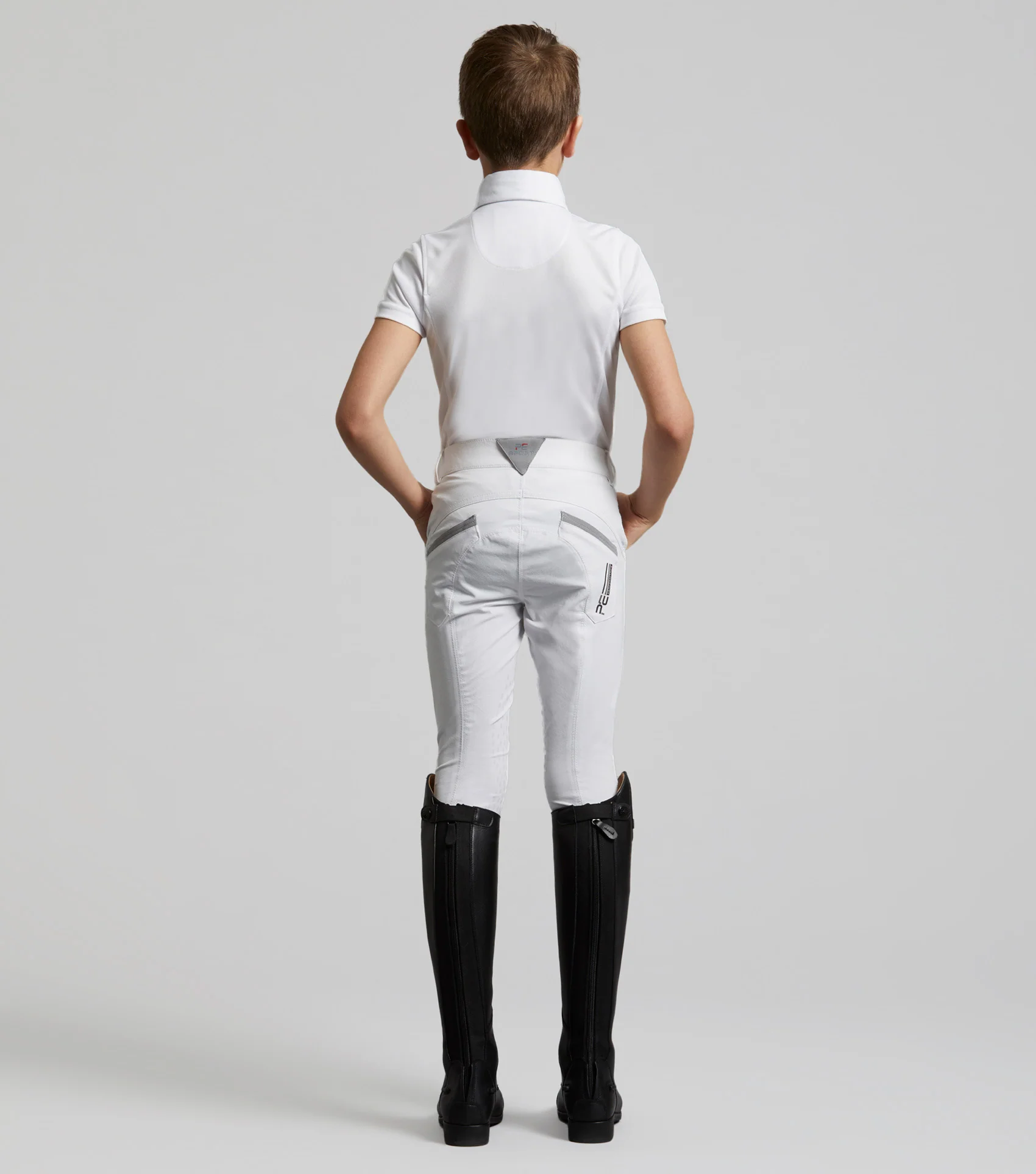 Gando Boys Gel Knee Competition Riding Breeches White - Image 3