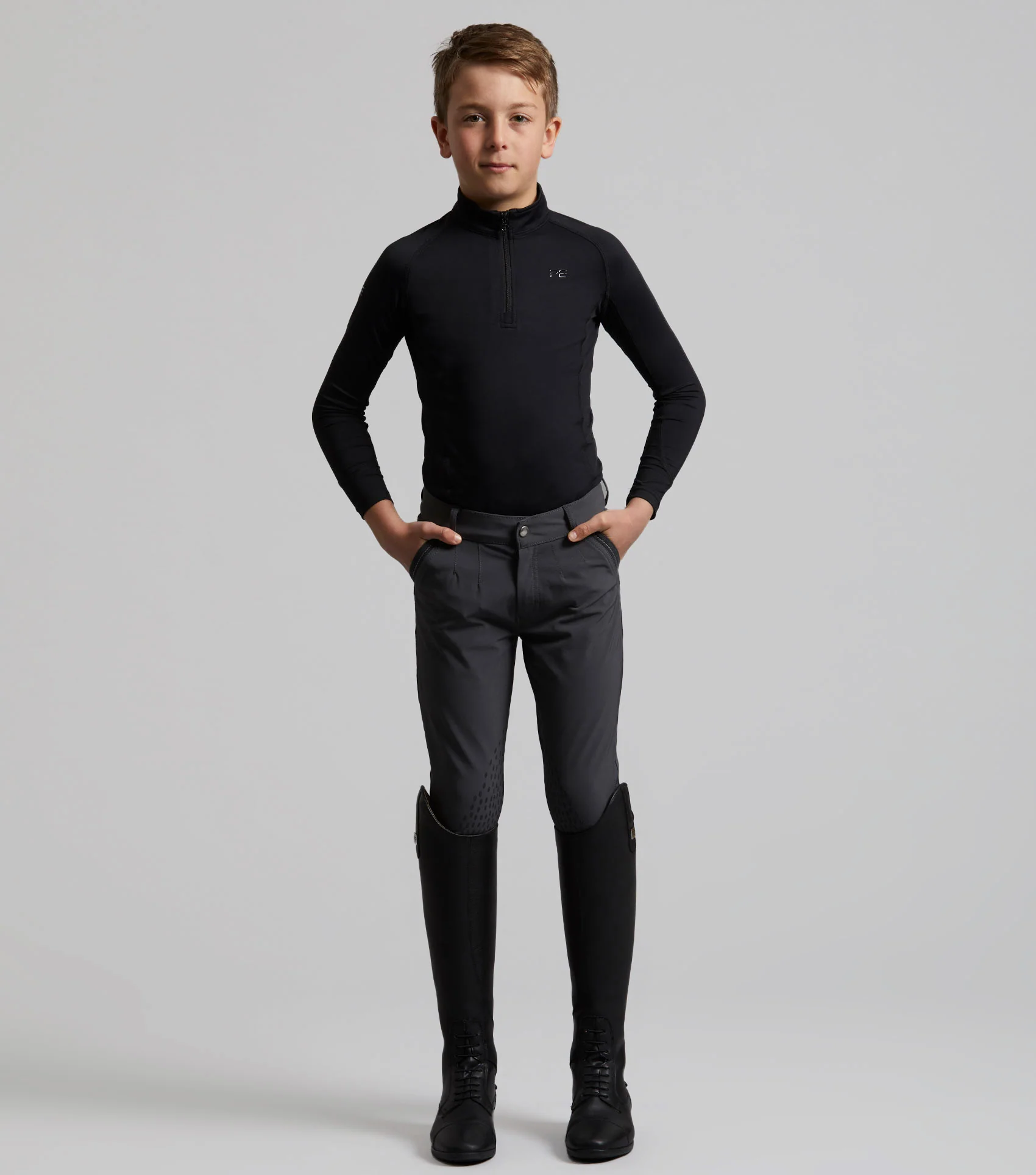 Gando Boys Gel Knee Riding Breeches Anthracite Grey