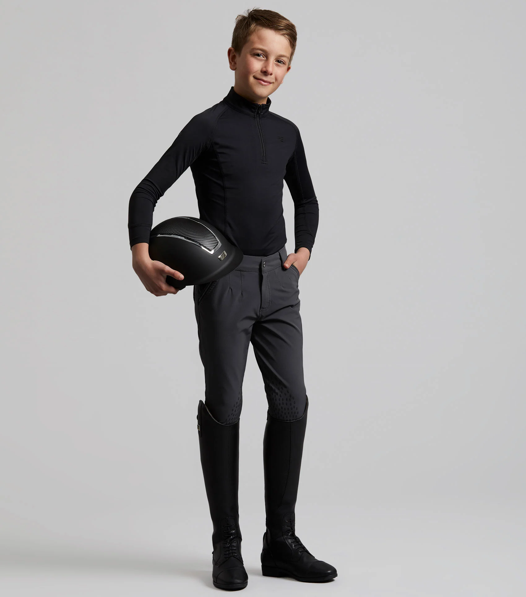 Gando Boys Gel Knee Riding Breeches Anthracite Grey - Image 2