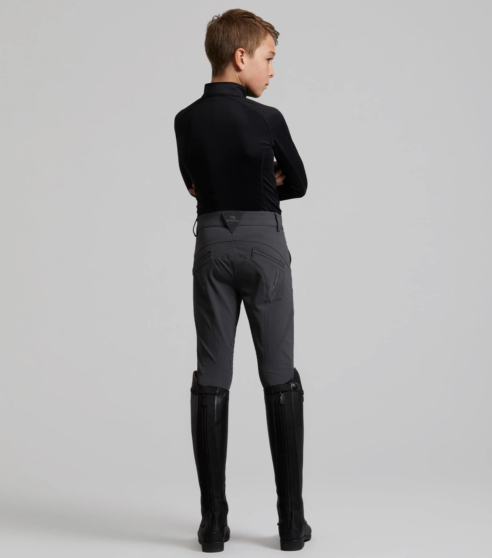 Gando Boys Gel Knee Riding Breeches Anthracite Grey - Image 3