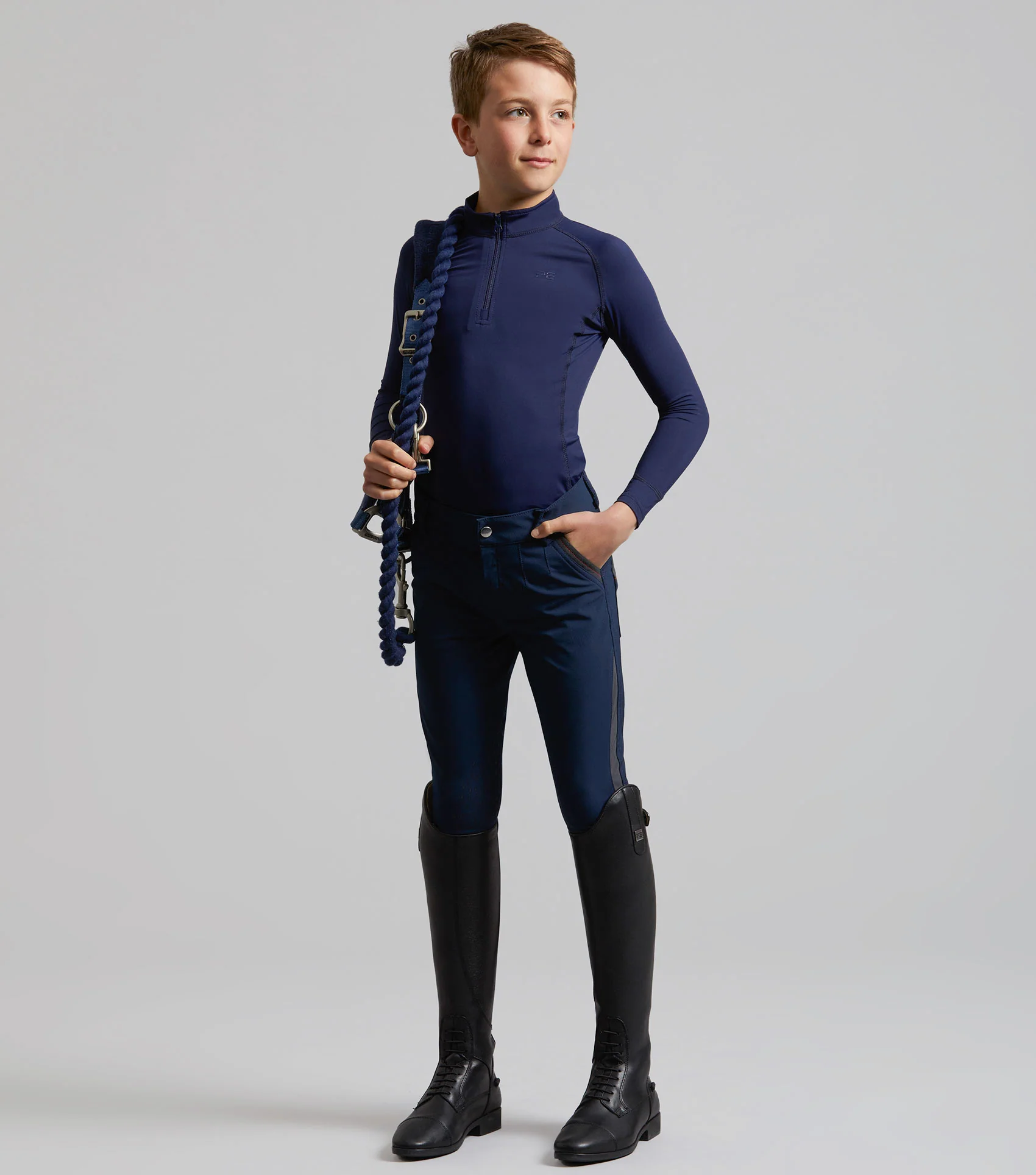 Gando Boys Gel Knee Riding Breeches Navy - Image 6