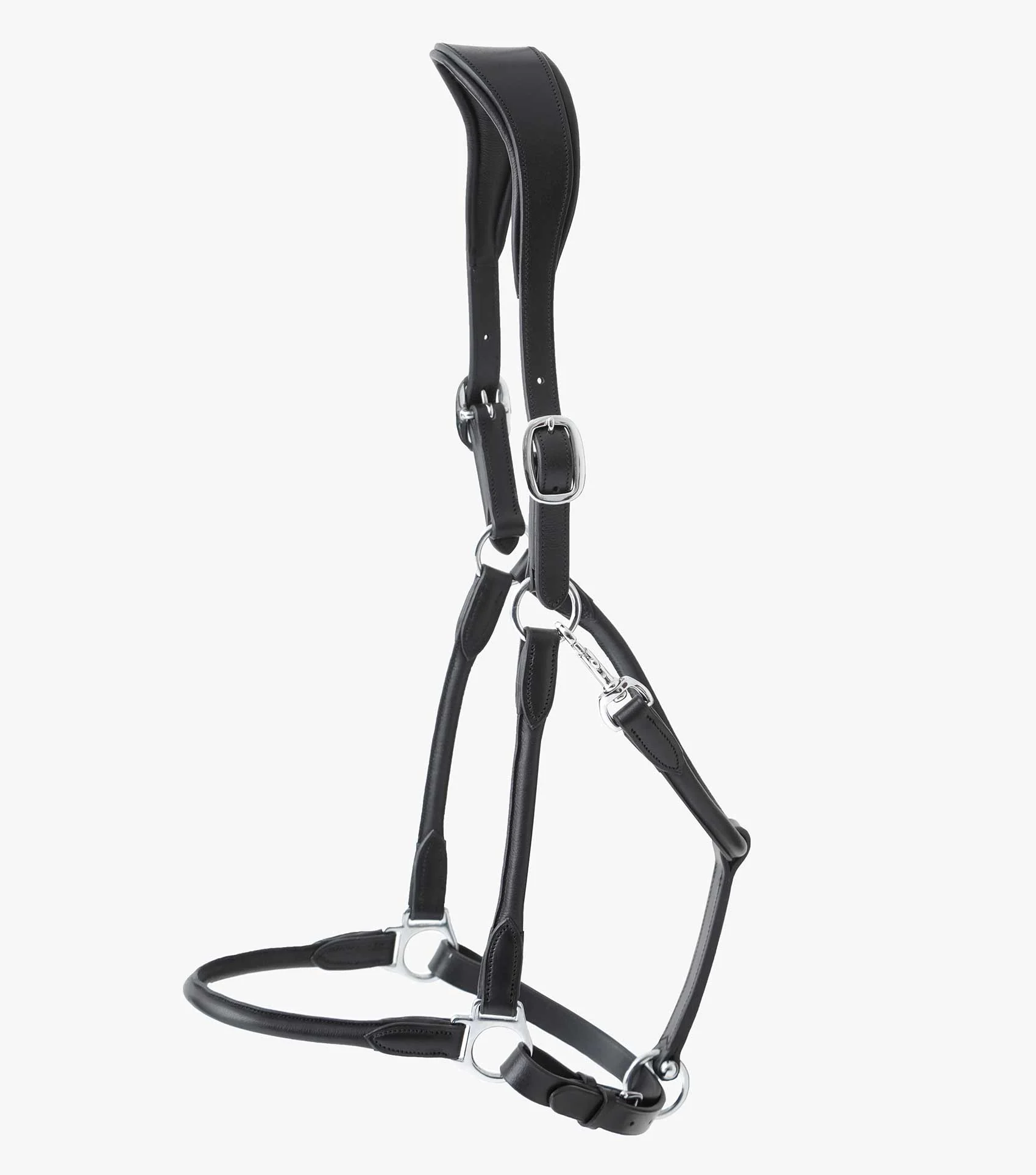 Hennaroso Rolled Anatomic Leather Head Collar Black - Image 3