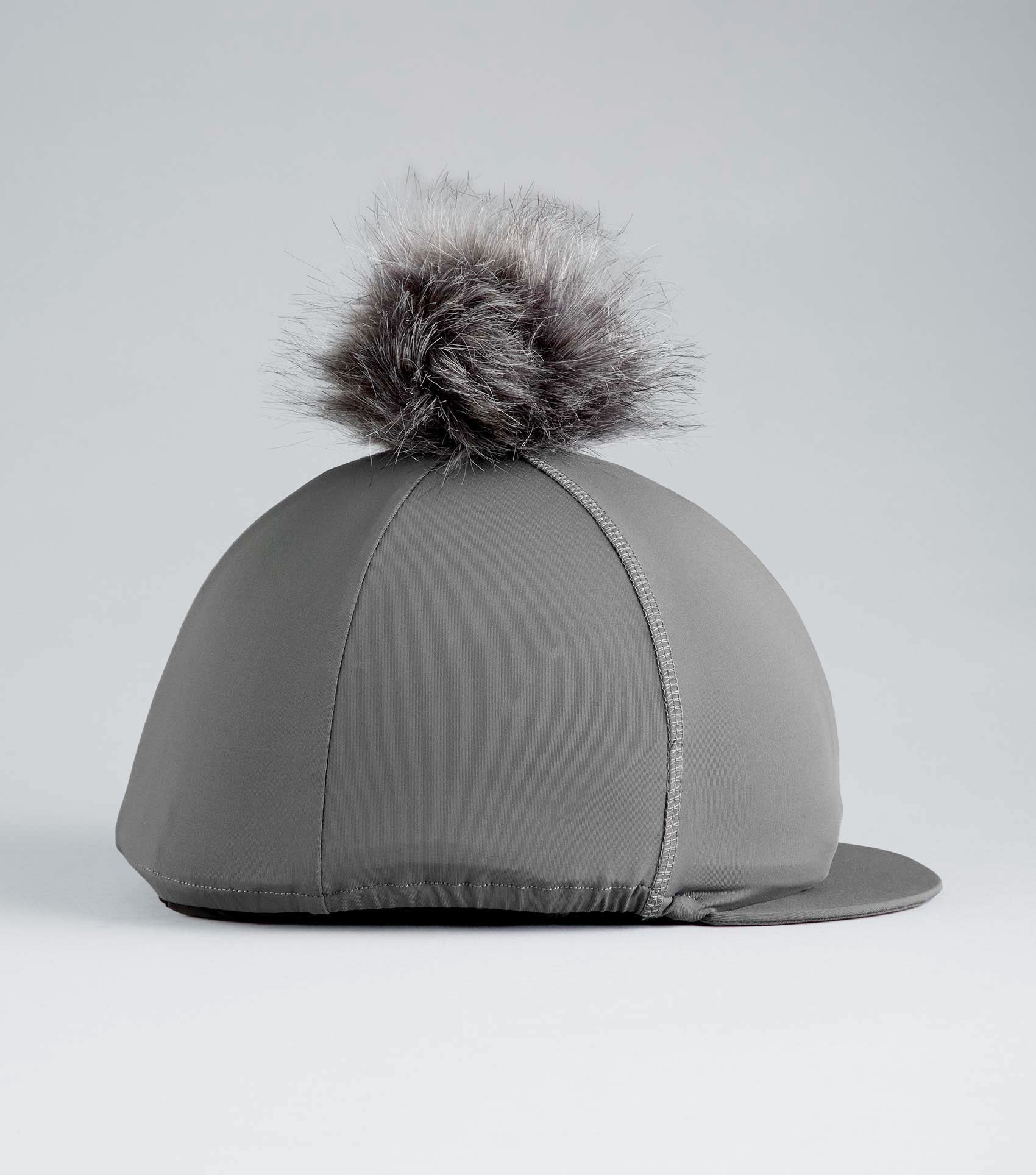 Jersey Hat Silk with Faux Fur Pom Pom Anthracite - Image 3