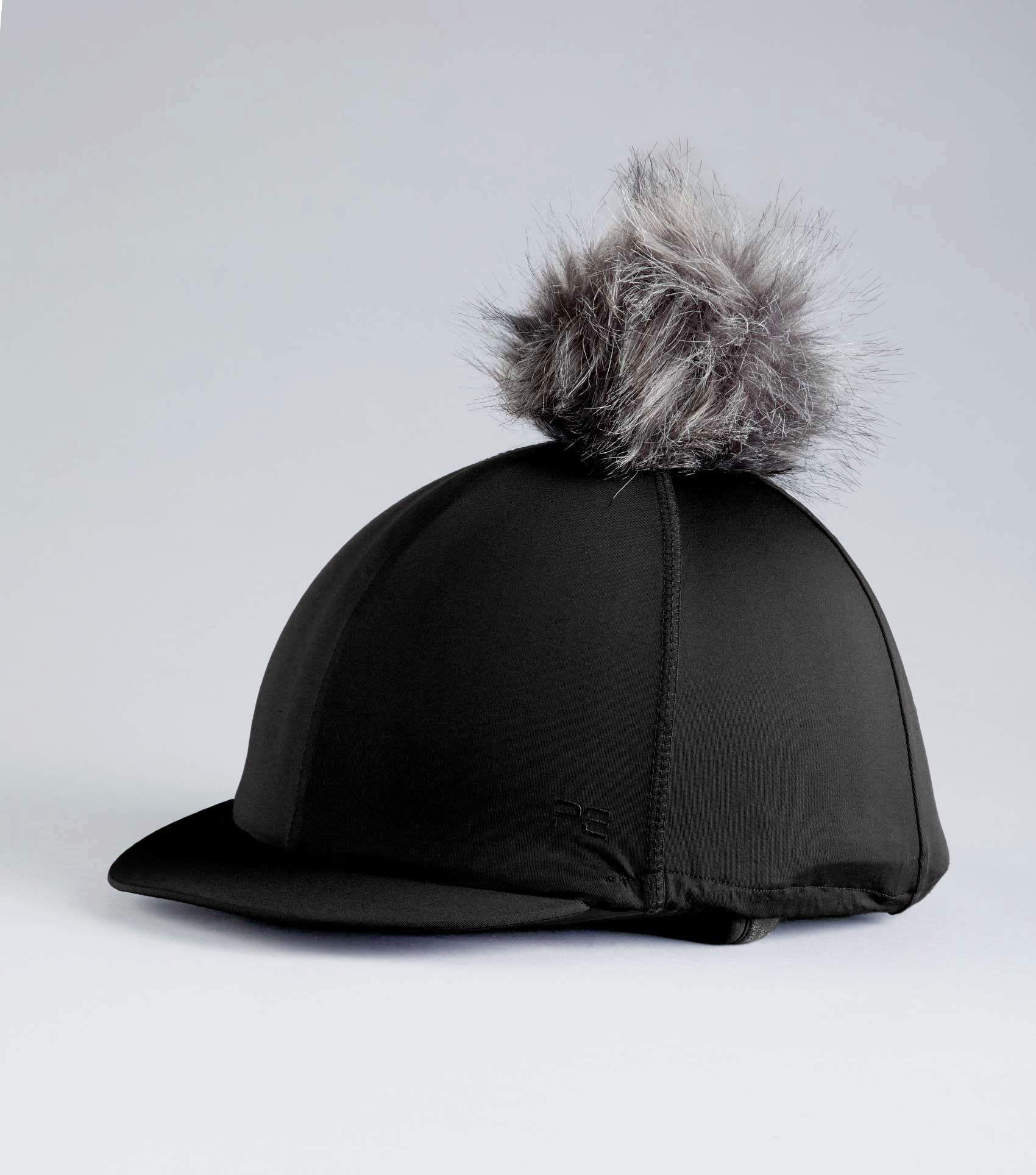 Jersey Hat Silk with Faux Fur Pom Pom Black