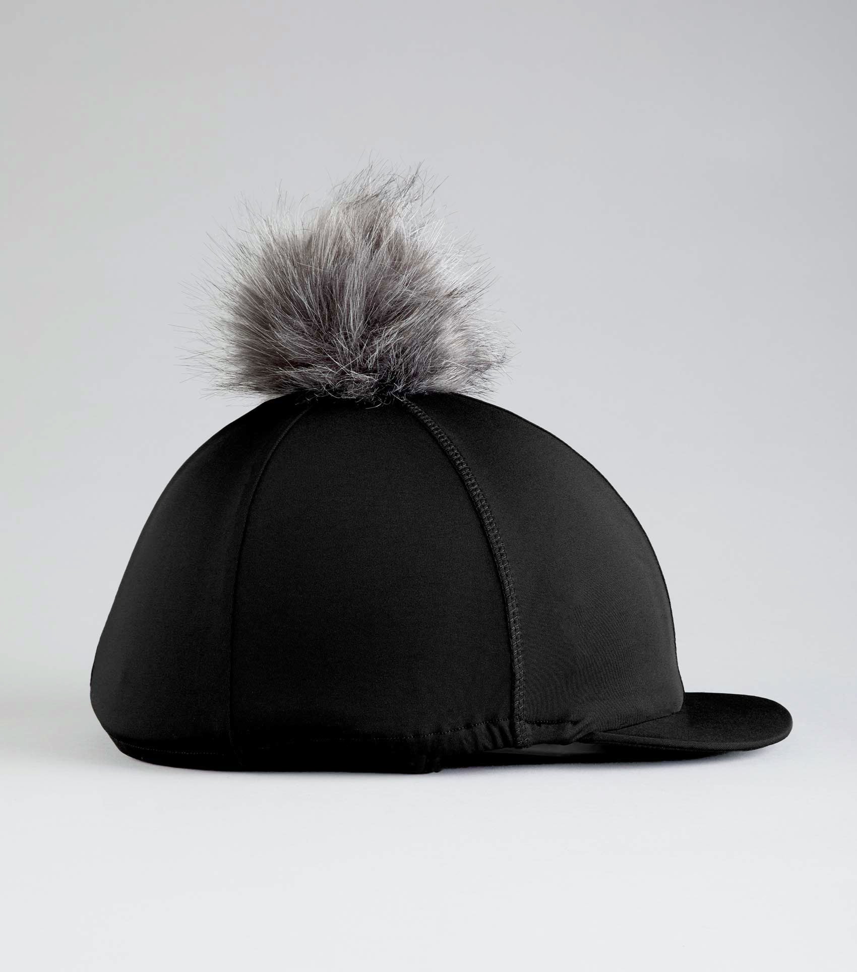 Jersey Hat Silk with Faux Fur Pom Pom Black - Image 3