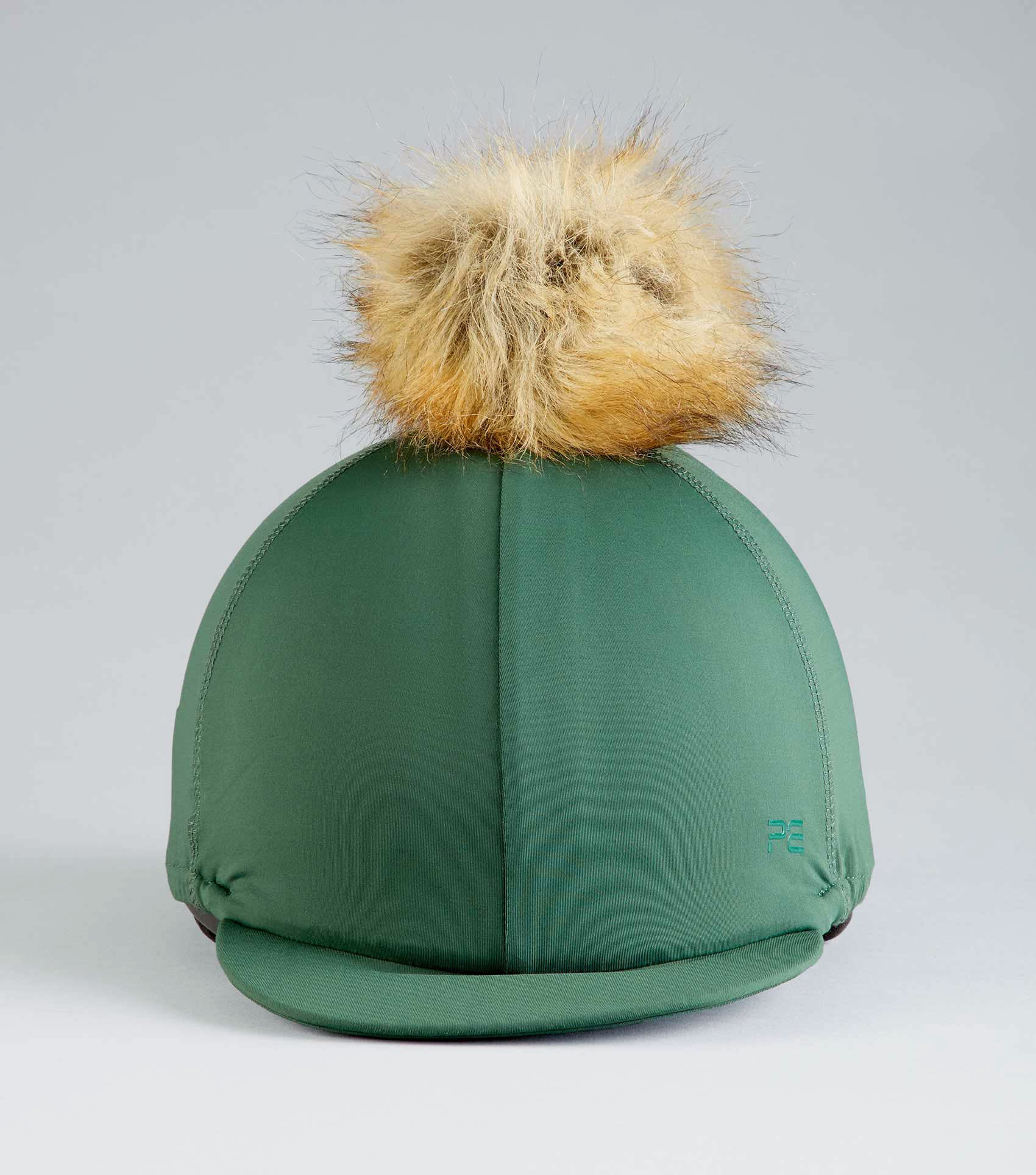 Jersey Hat Silk with Faux Fur Pom Pom Green - Image 3
