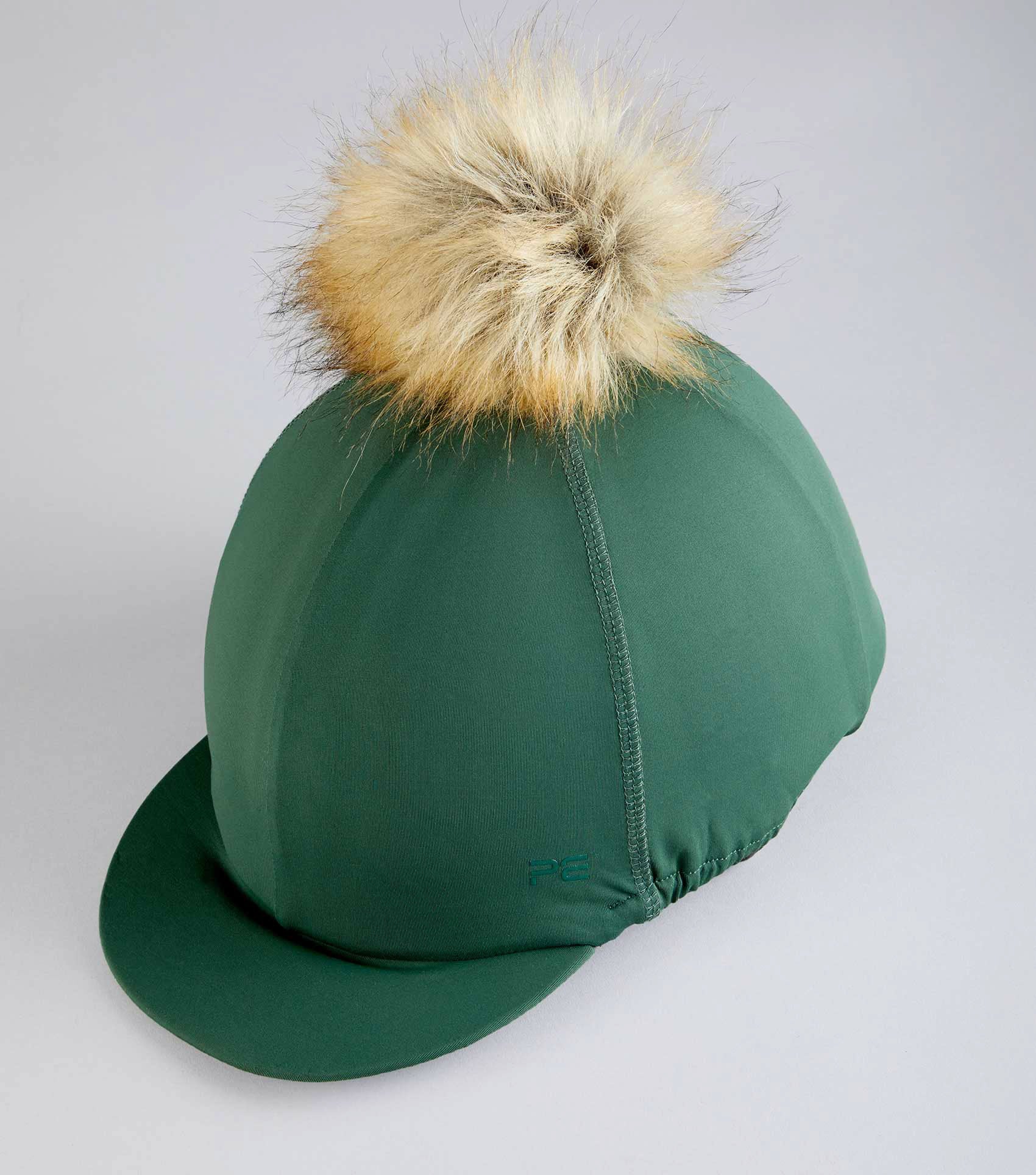Jersey Hat Silk with Faux Fur Pom Pom Green - Image 4