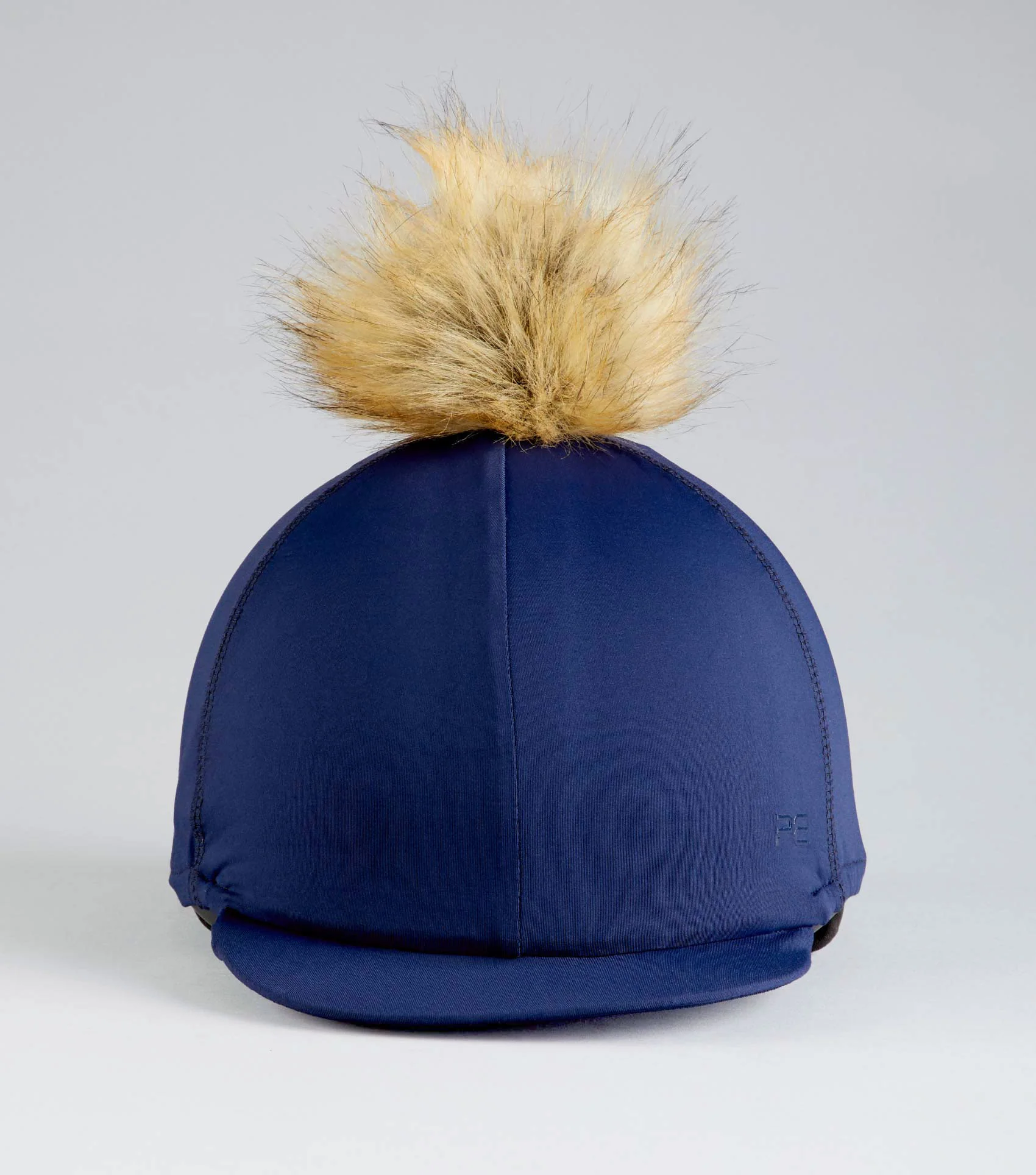 Jersey Hat Silk with Faux Fur Pom Pom Navy - Image 3
