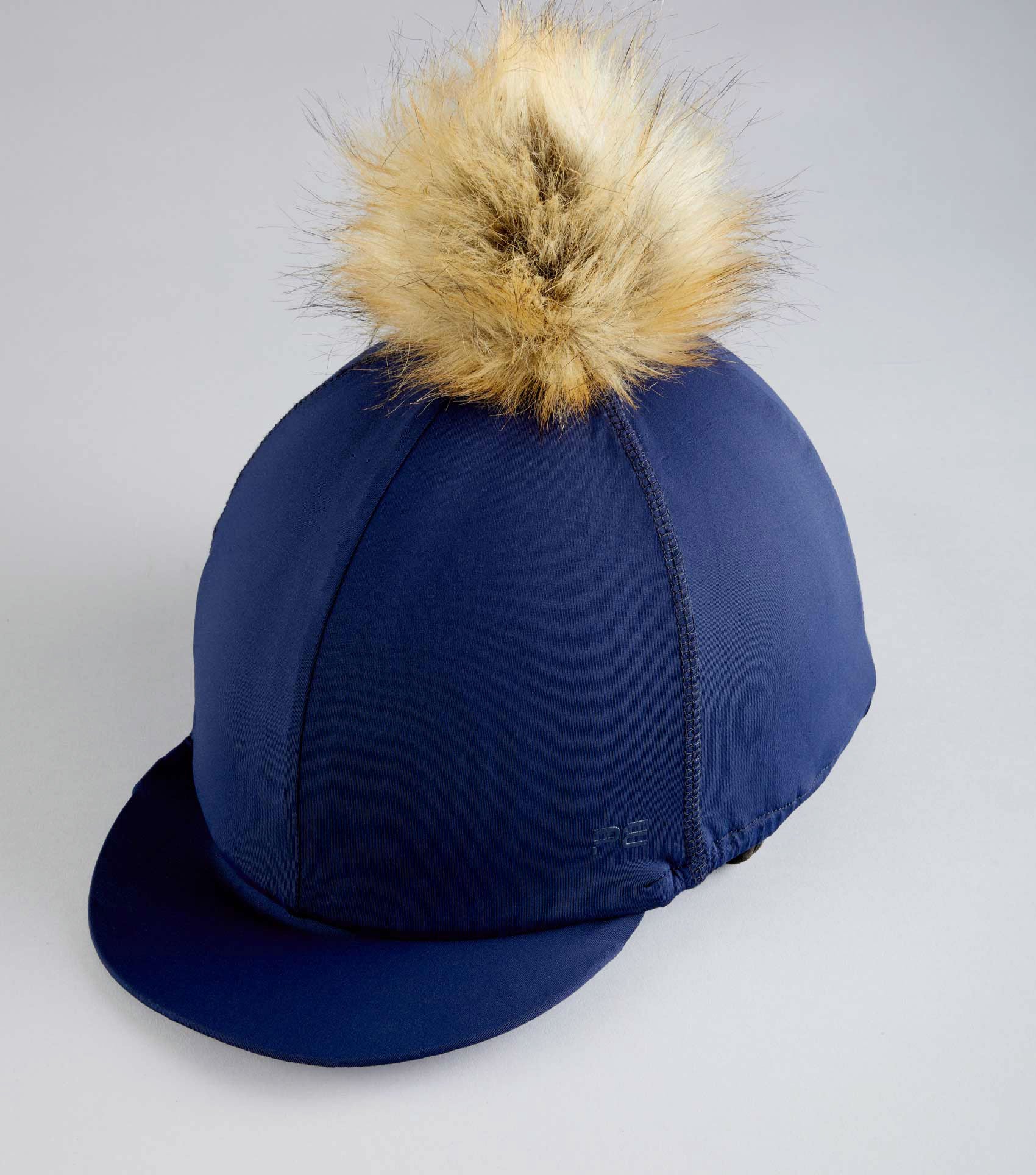 Jersey Hat Silk with Faux Fur Pom Pom Navy - Image 4