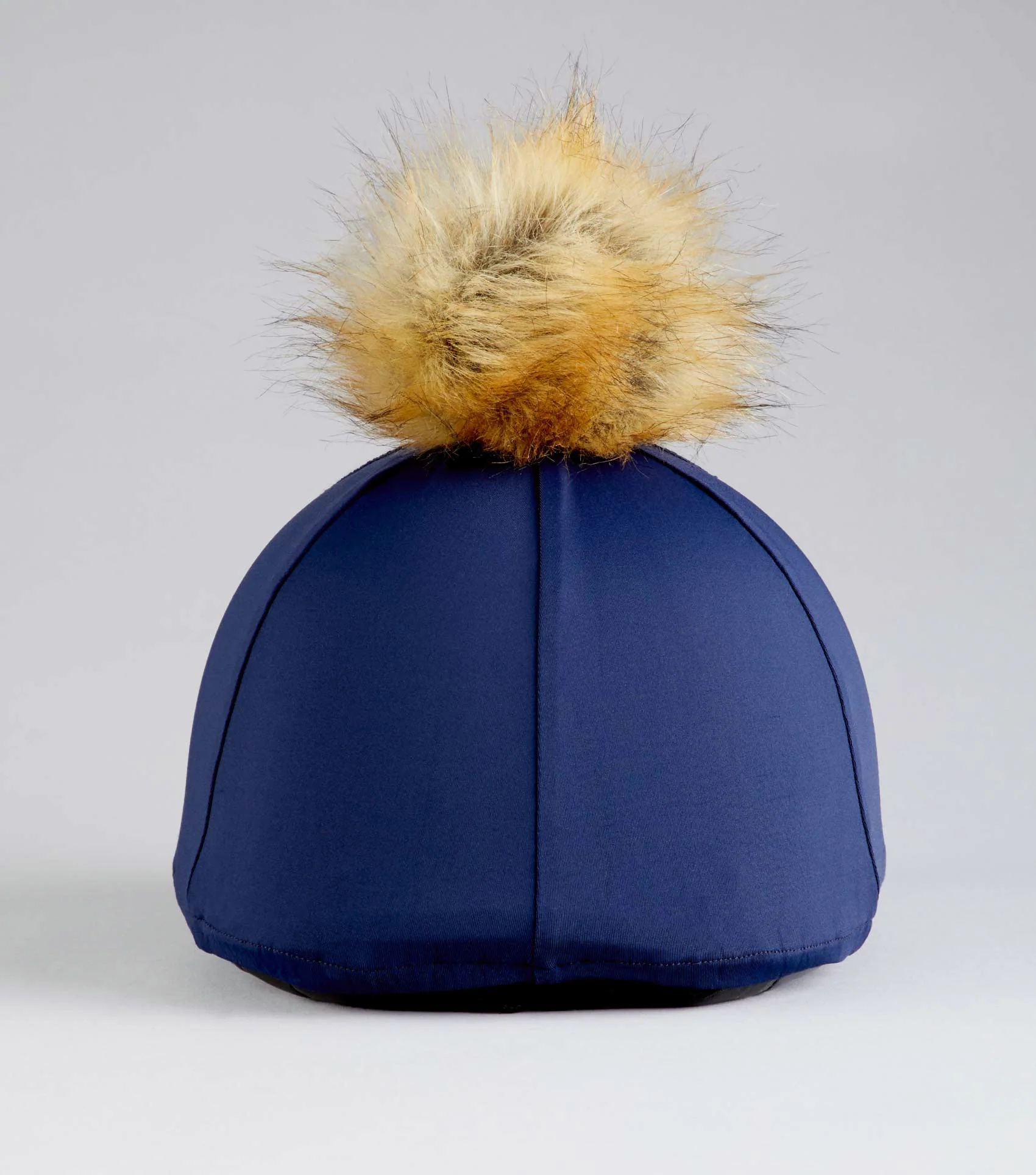 Jersey Hat Silk with Faux Fur Pom Pom Navy - Image 6