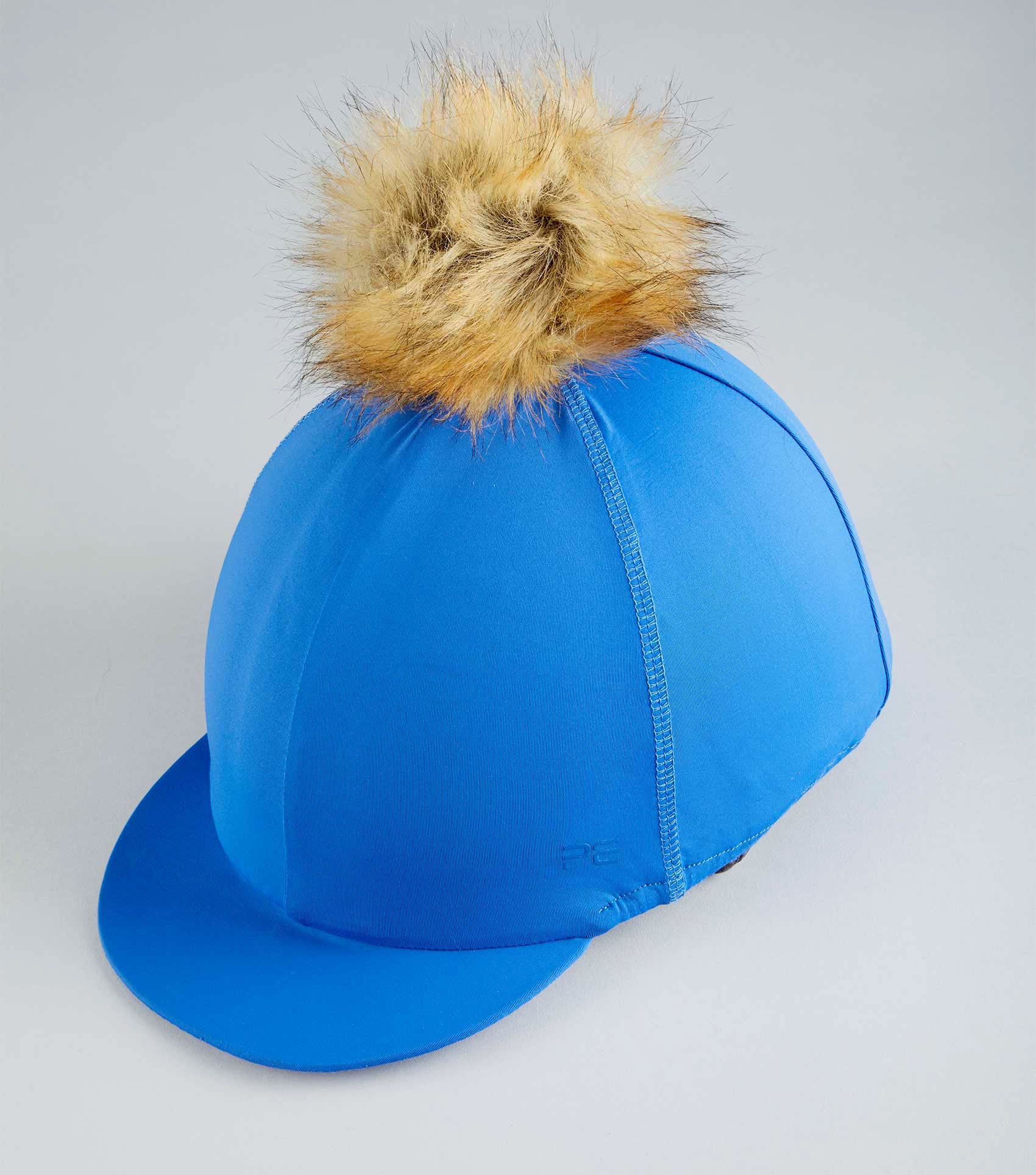 Jersey Hat Silk with Faux Fur Pom Pom Royal Blue - Image 4