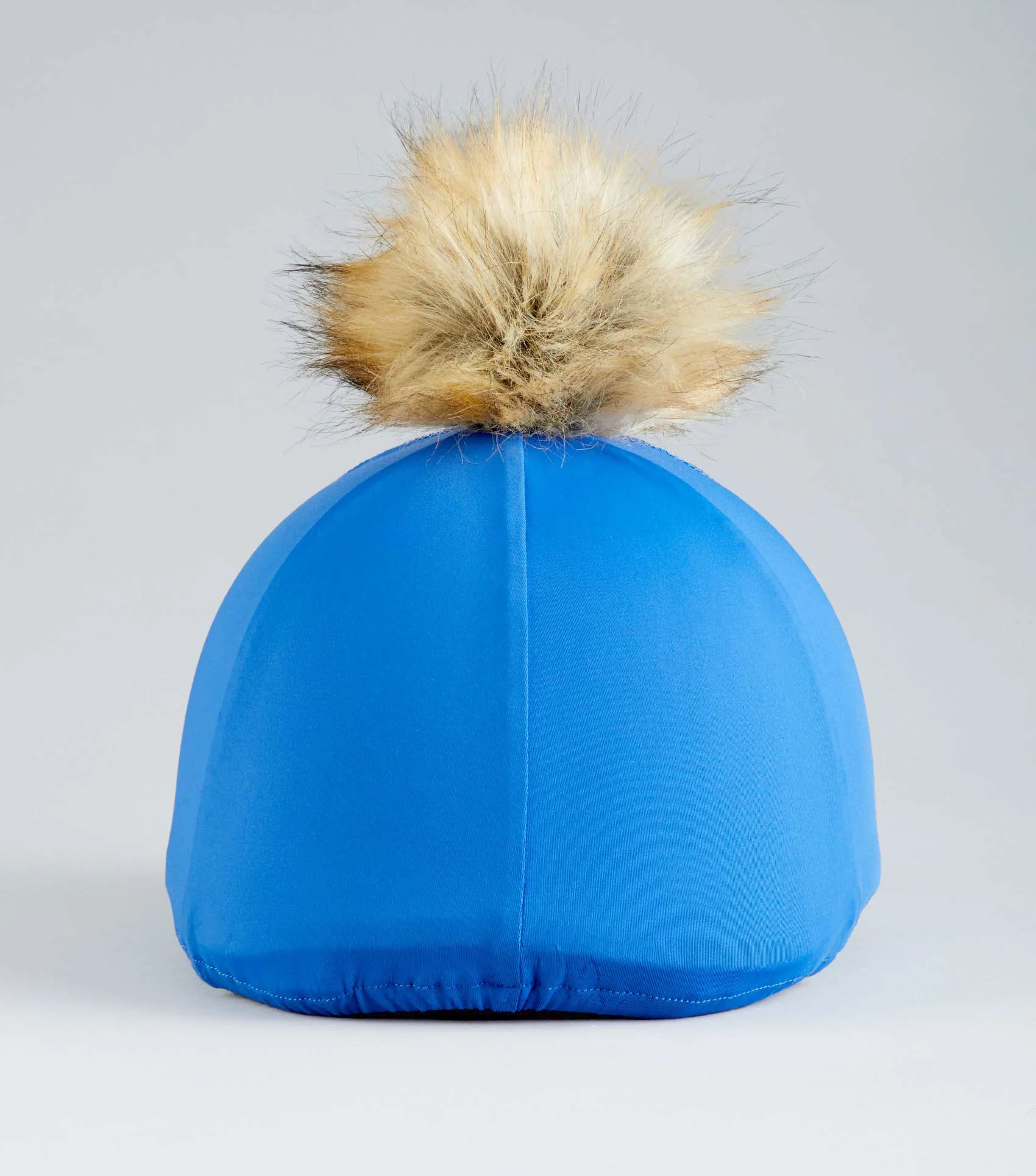 Jersey Hat Silk with Faux Fur Pom Pom Royal Blue - Image 7