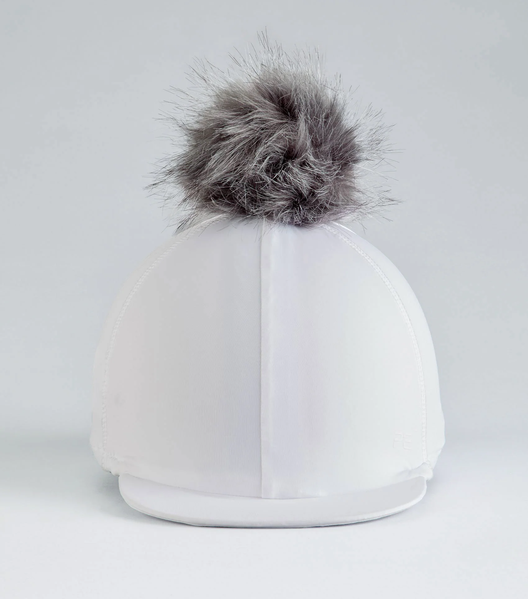 Jersey Hat Silk with Faux Fur Pom Pom White - Image 3