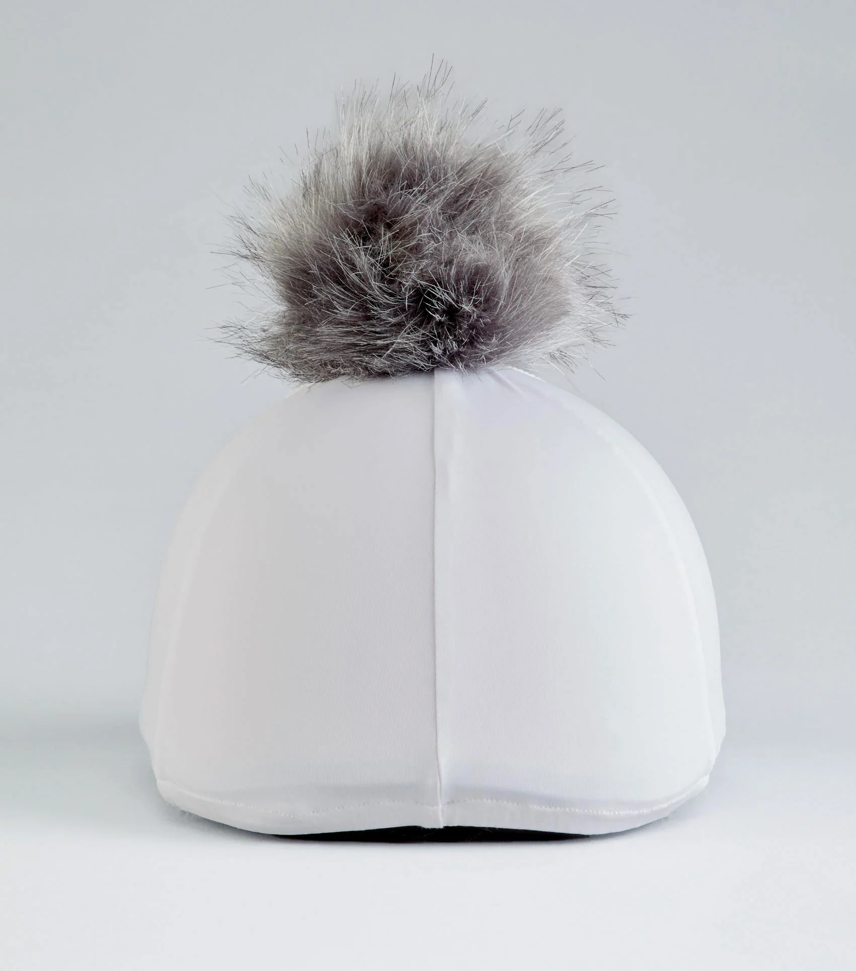 Jersey Hat Silk with Faux Fur Pom Pom White - Image 6