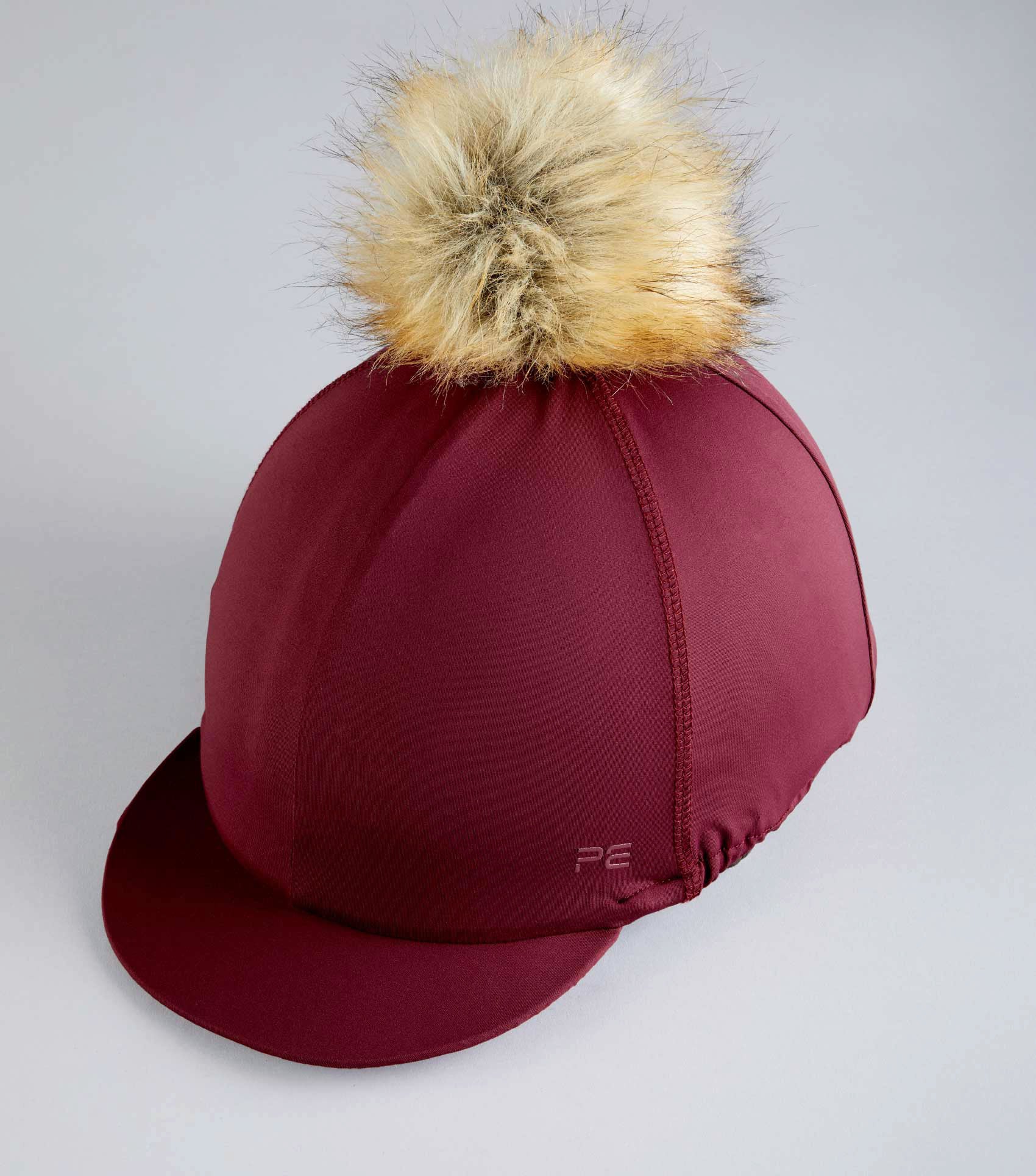 Jersey Hat Silk with Faux Fur Pom Pom Wine - Image 4