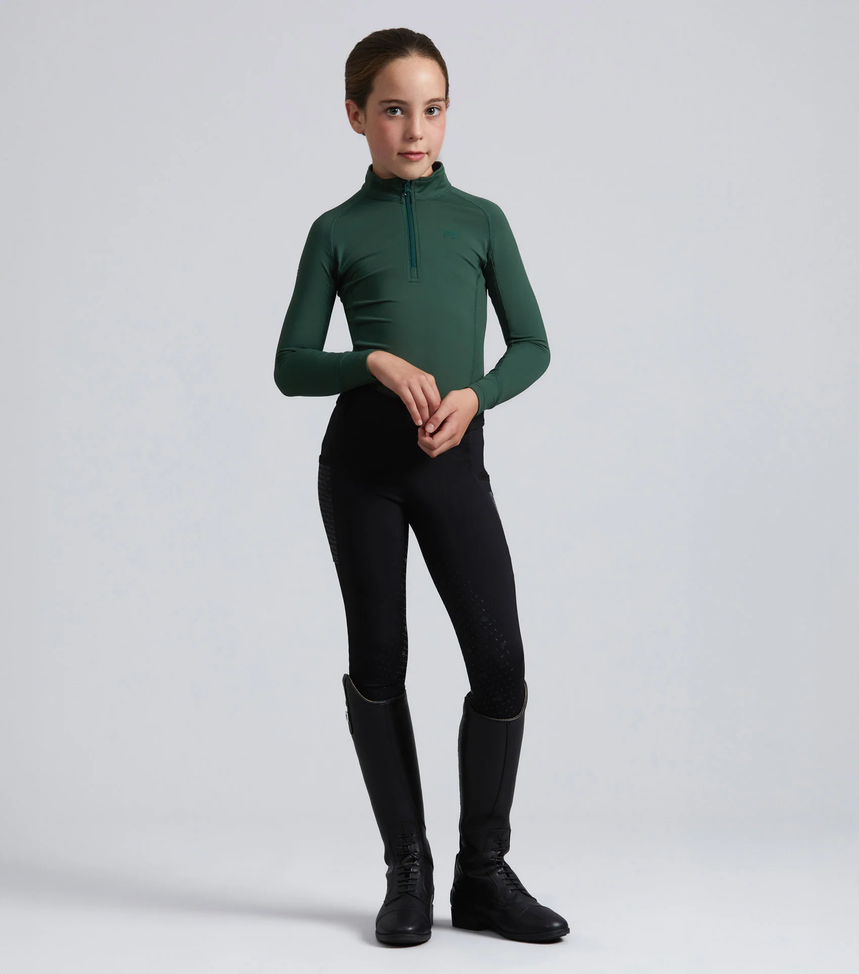 Junior Ombretta Technical Riding Top Green - Image 2