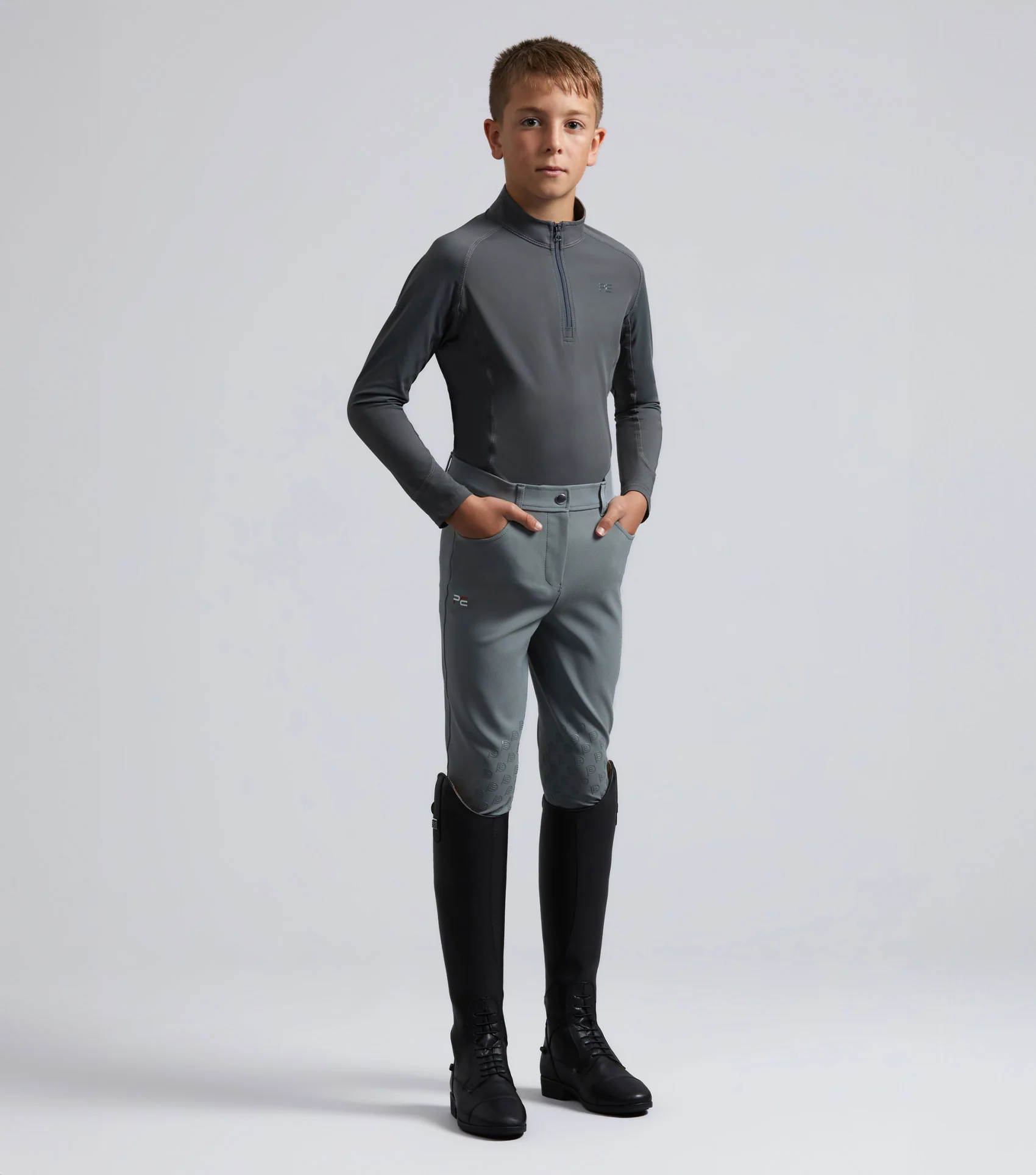 Junior Ombretta Technical Riding Top Anthracite Grey - Image 2