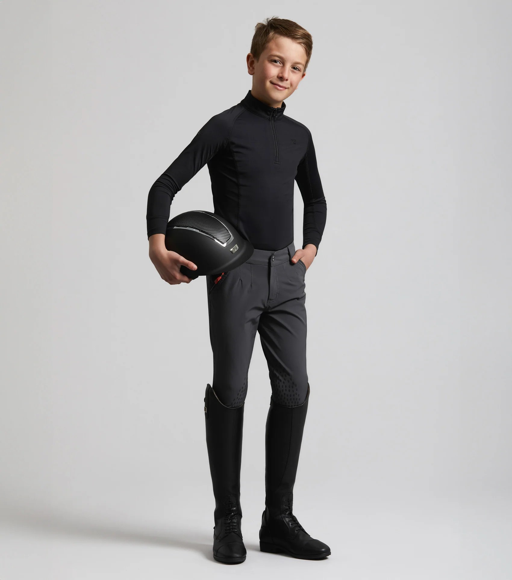 Junior Ombretta Technical Riding Top Black - Image 2