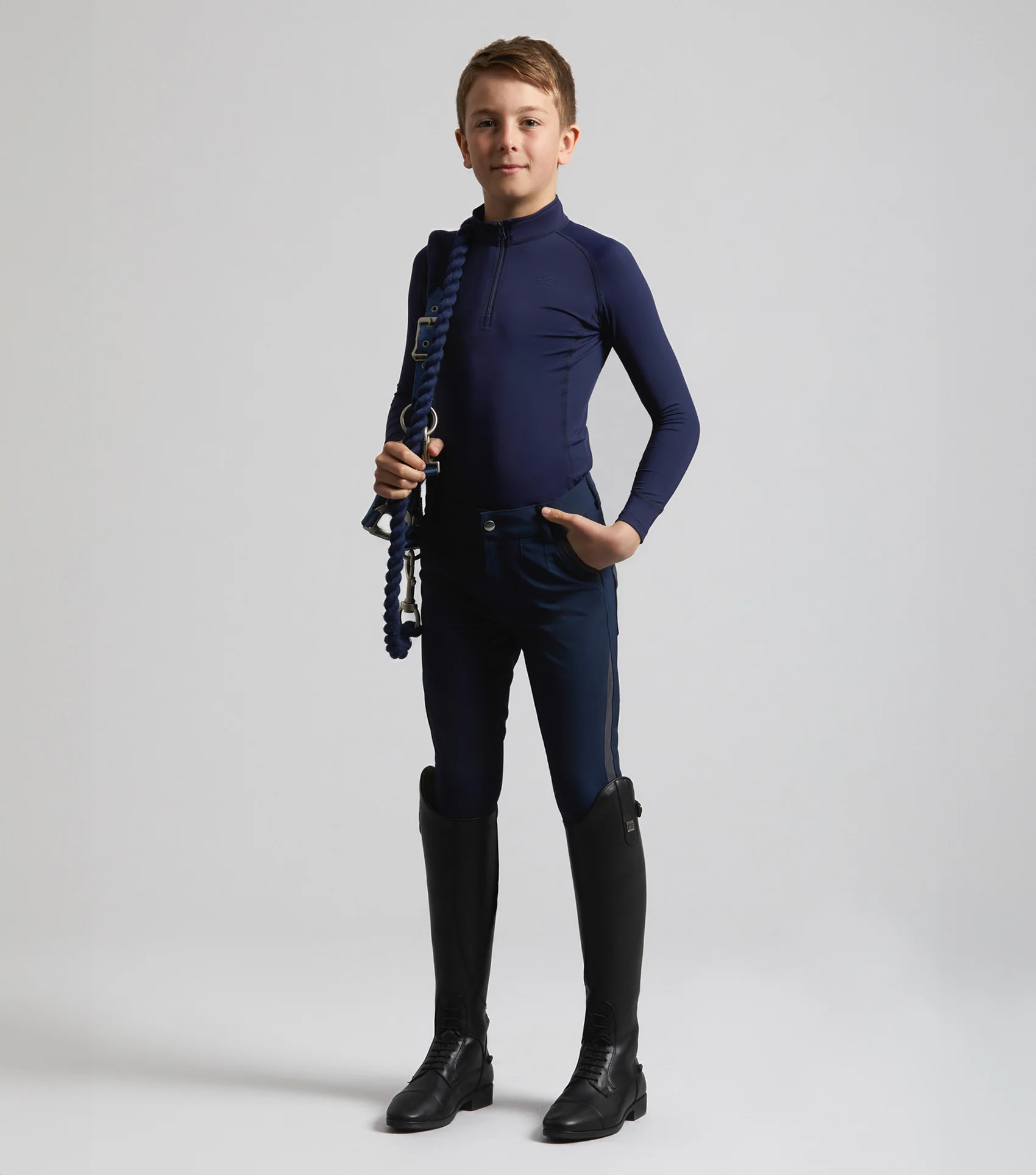 Junior Ombretta Technical Riding Top Navy - Image 2