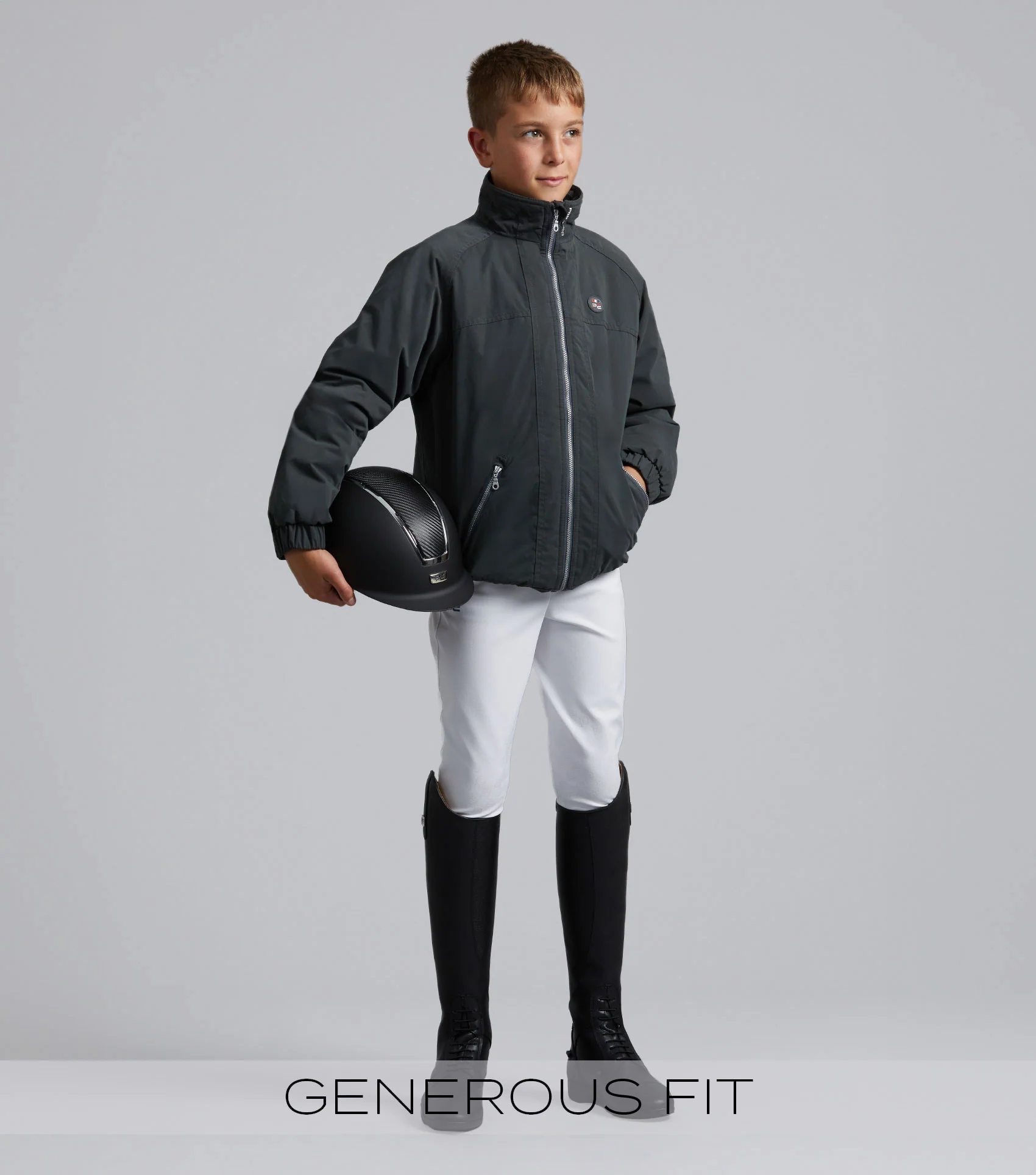 Junior Pro Rider Unisex Riding Jacket Anthracite Grey - Image 2
