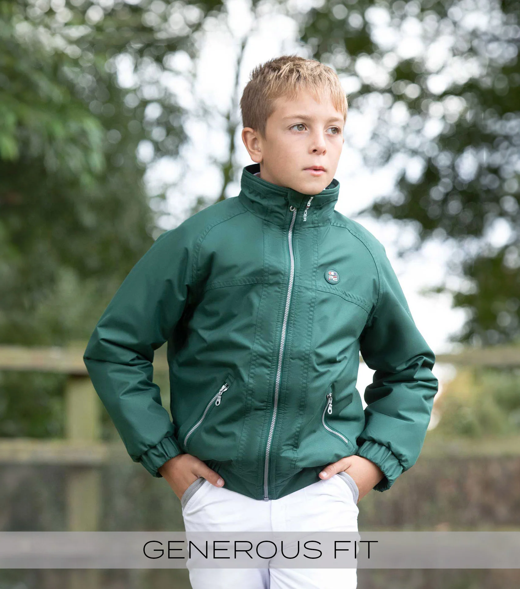Junior Pro Rider Unisex Riding Jacket Green - Image 2