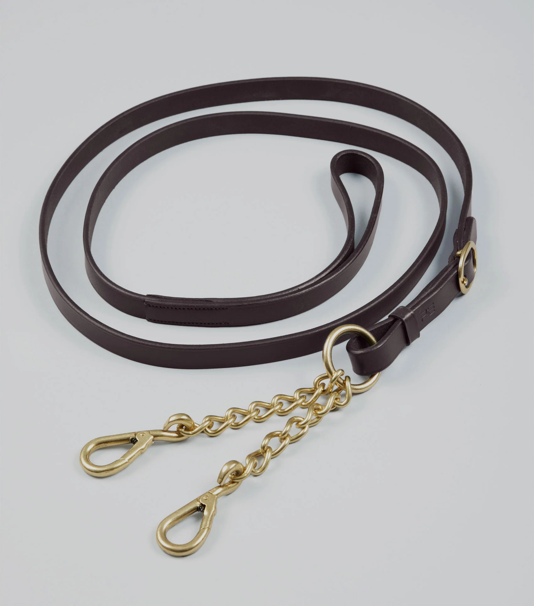 Leather Lead Rein with Chain Coupling Brown - Image 4
