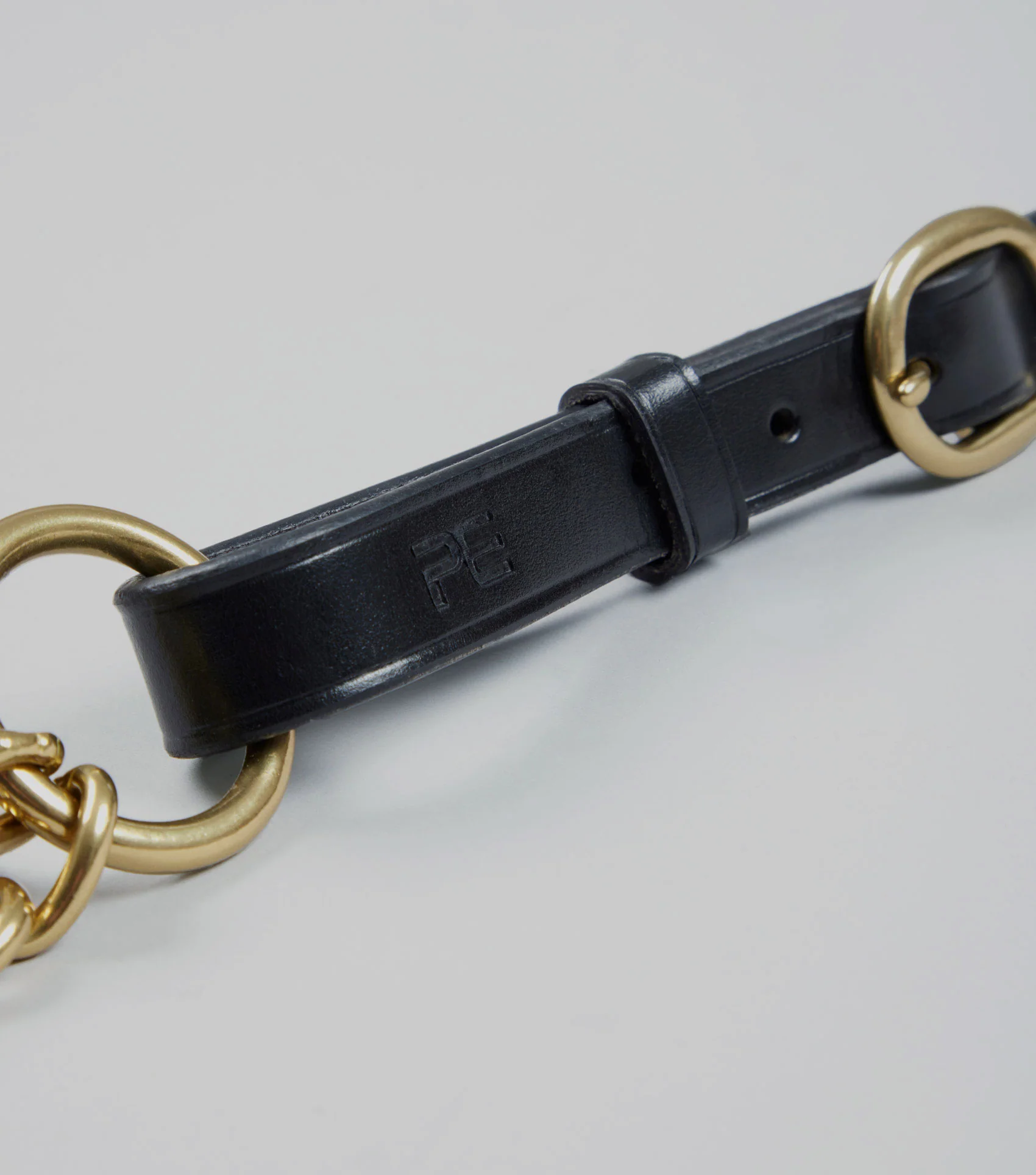 Leather Lead Rein with Chain Coupling Black - Image 3