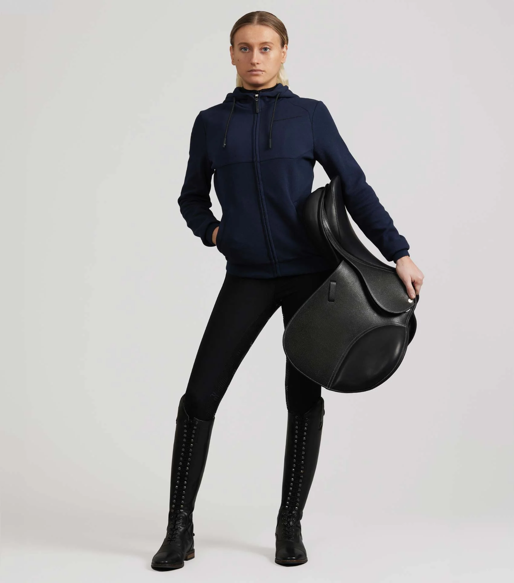 SALE - Legato Hooded Full-Zip Sweatshirt French Navy - Image 6