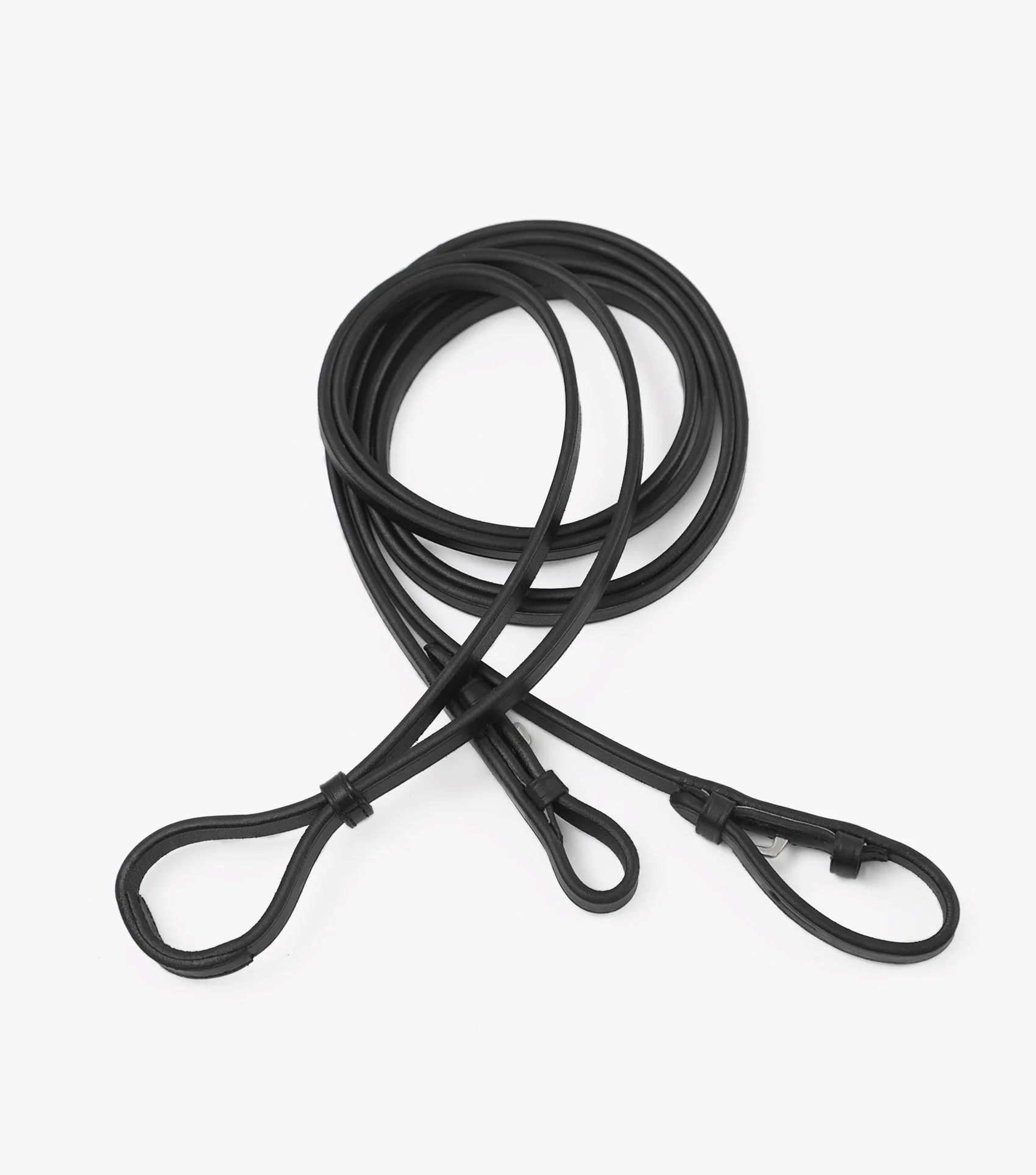 Leonardo Plain Leather Double Bridle Reins Black - Image 3
