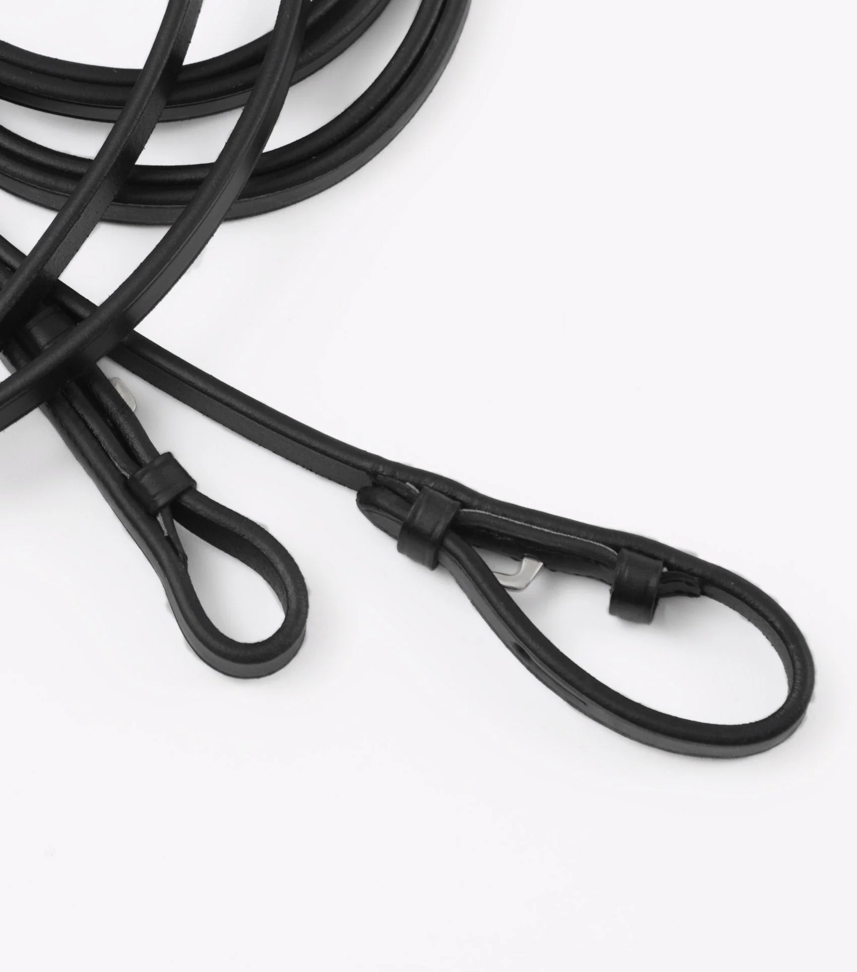 Leonardo Plain Leather Double Bridle Reins Black - Image 4