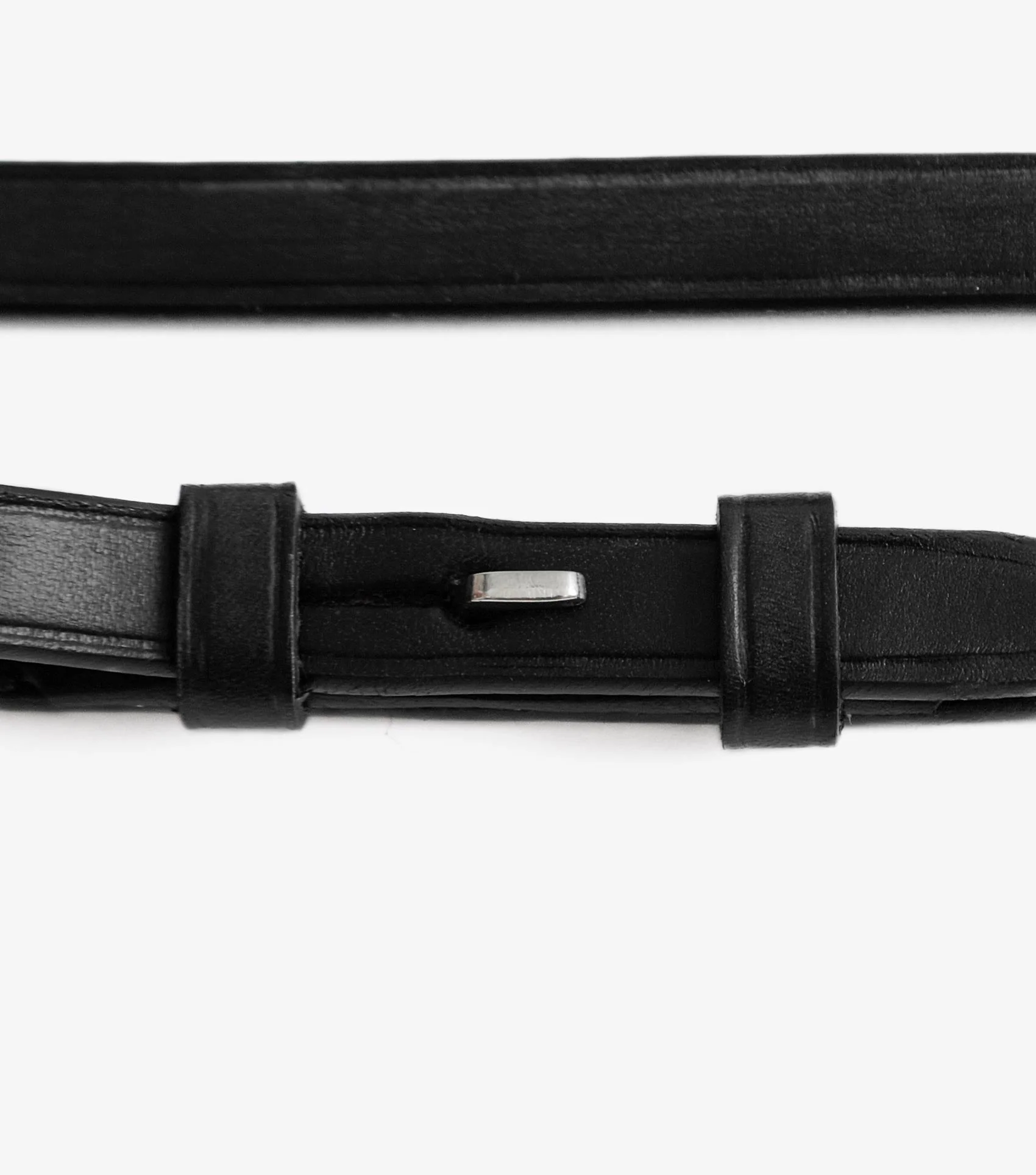 Leonardo Plain Leather Double Bridle Reins Black - Image 6