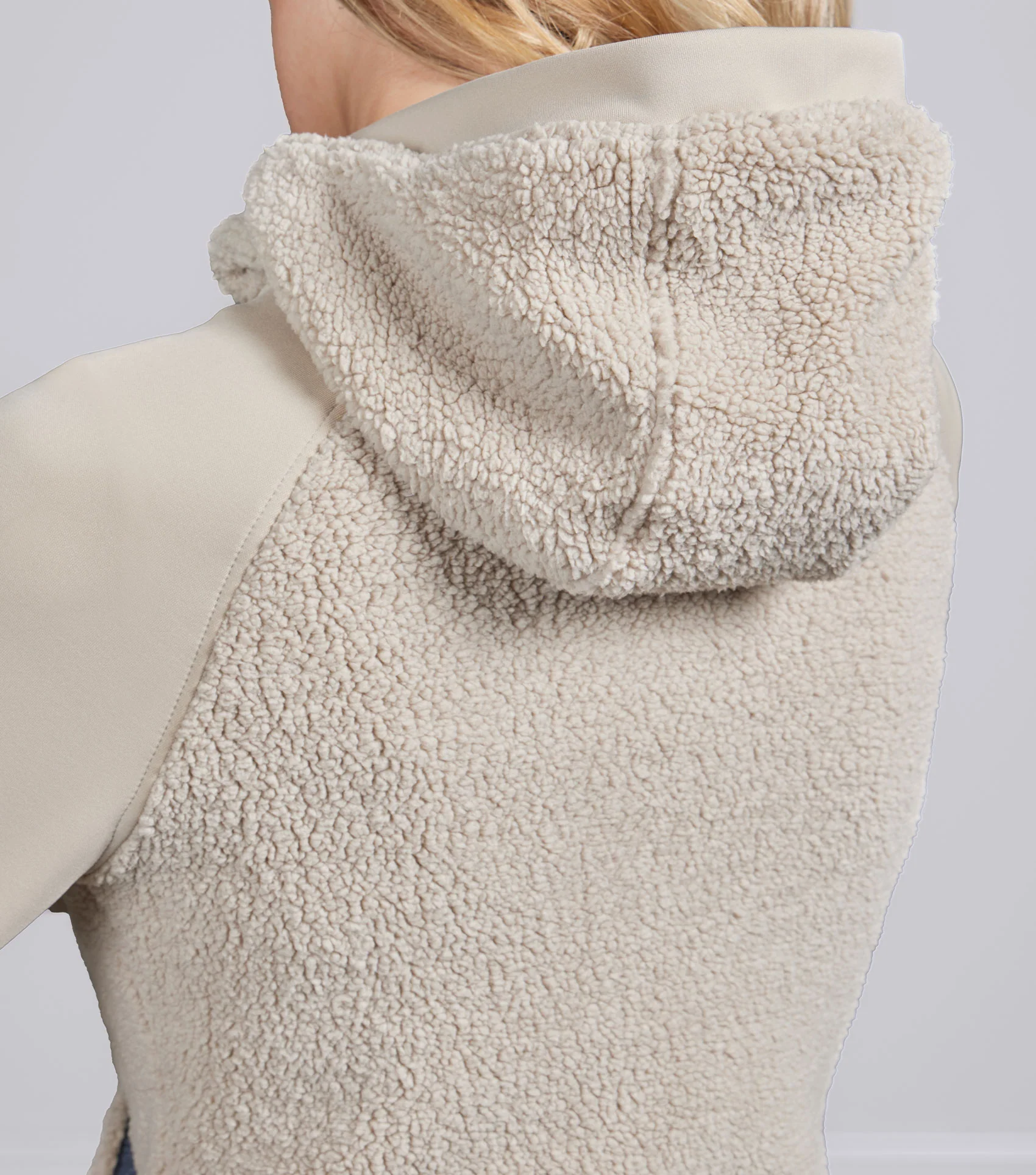 SALE - Leora Womens Teddy Fleece Hoodie Ivory Dust - Image 5