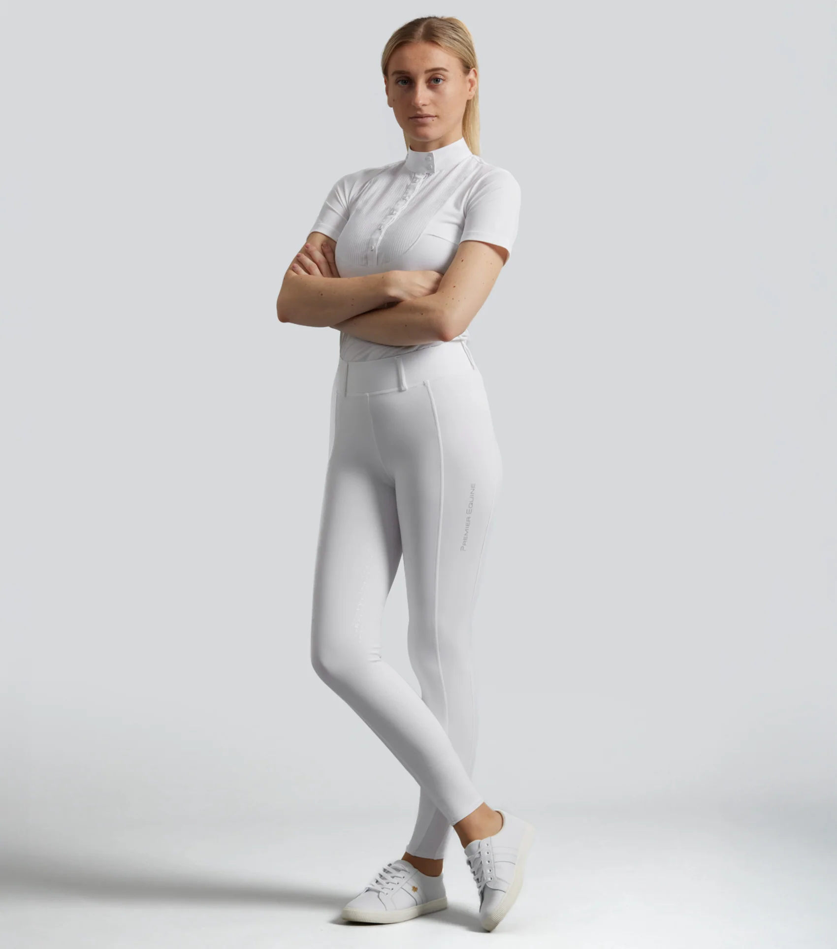 Luceo Womens Full Seat Competition Riding Tights White - Image 6