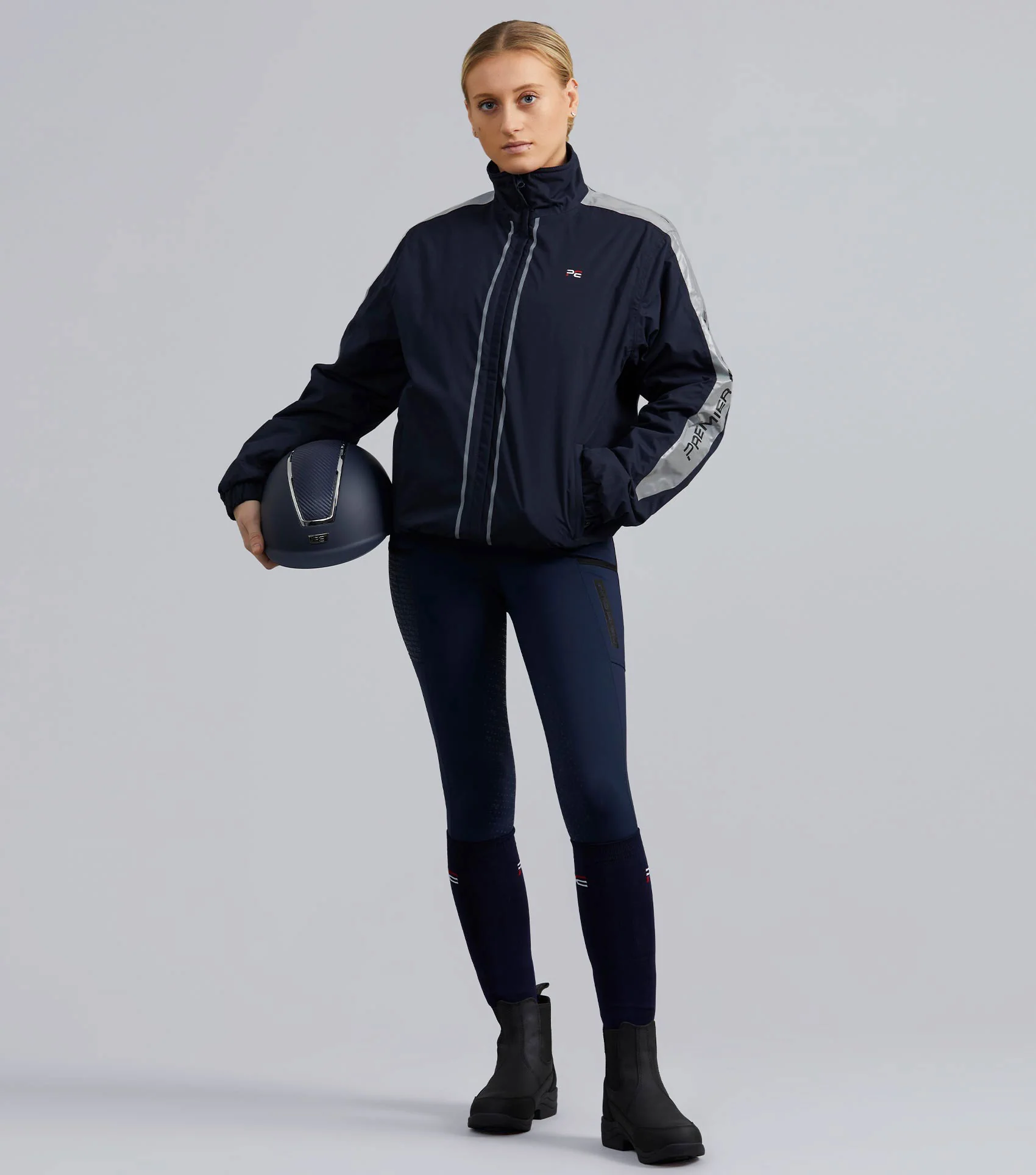 Lumen Reflective Unisex Riding Jacket Navy - Image 2