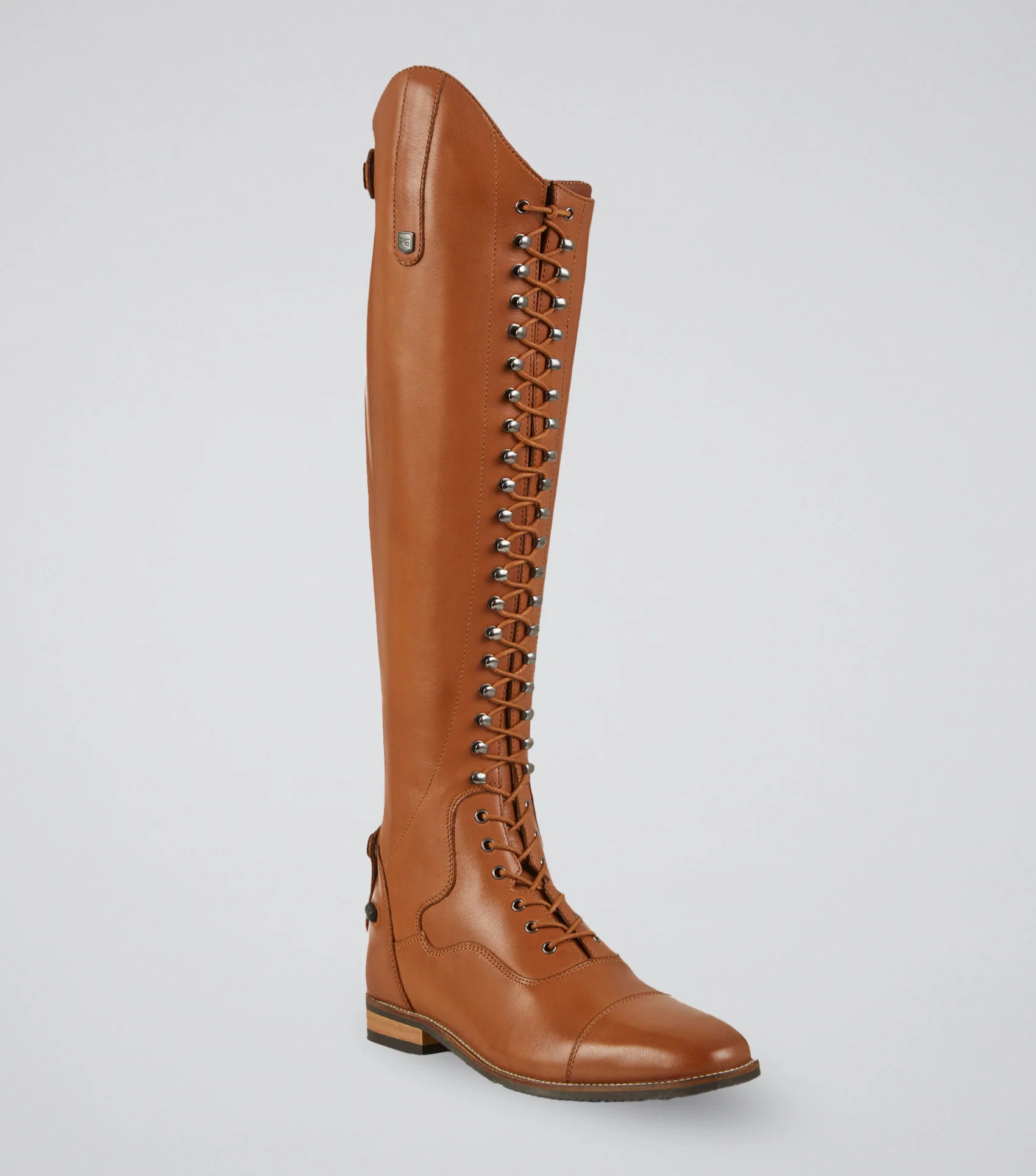 Maurizia Ladies Lace Front Tall Leather Riding Boots Cognac