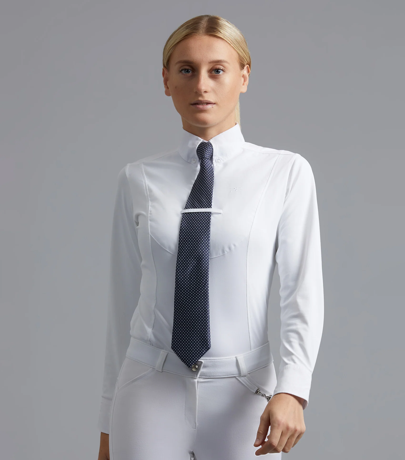 MARKED - Tessa Ladies Long Sleeve Tie Shirt White